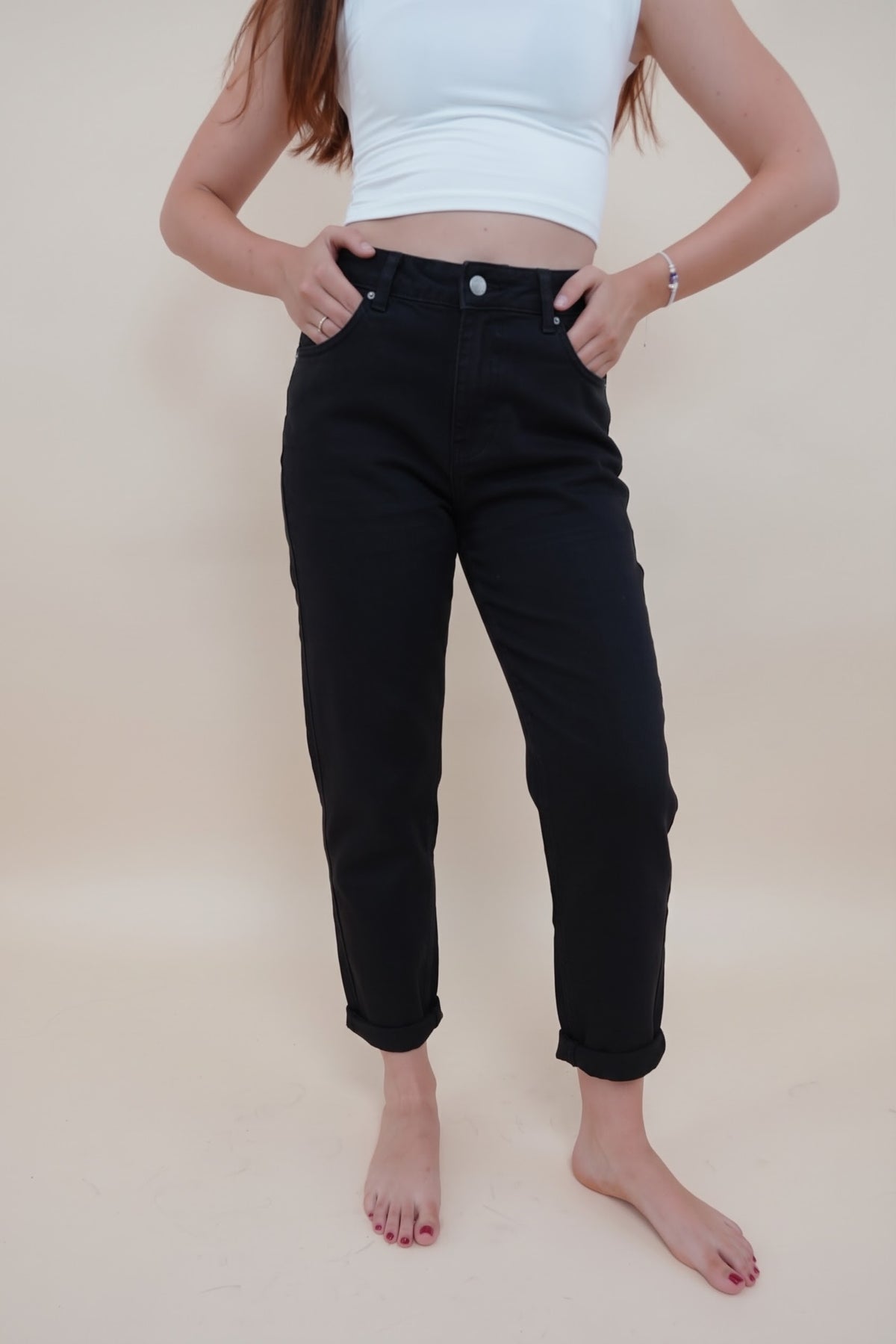 Jeans Momfit Nero