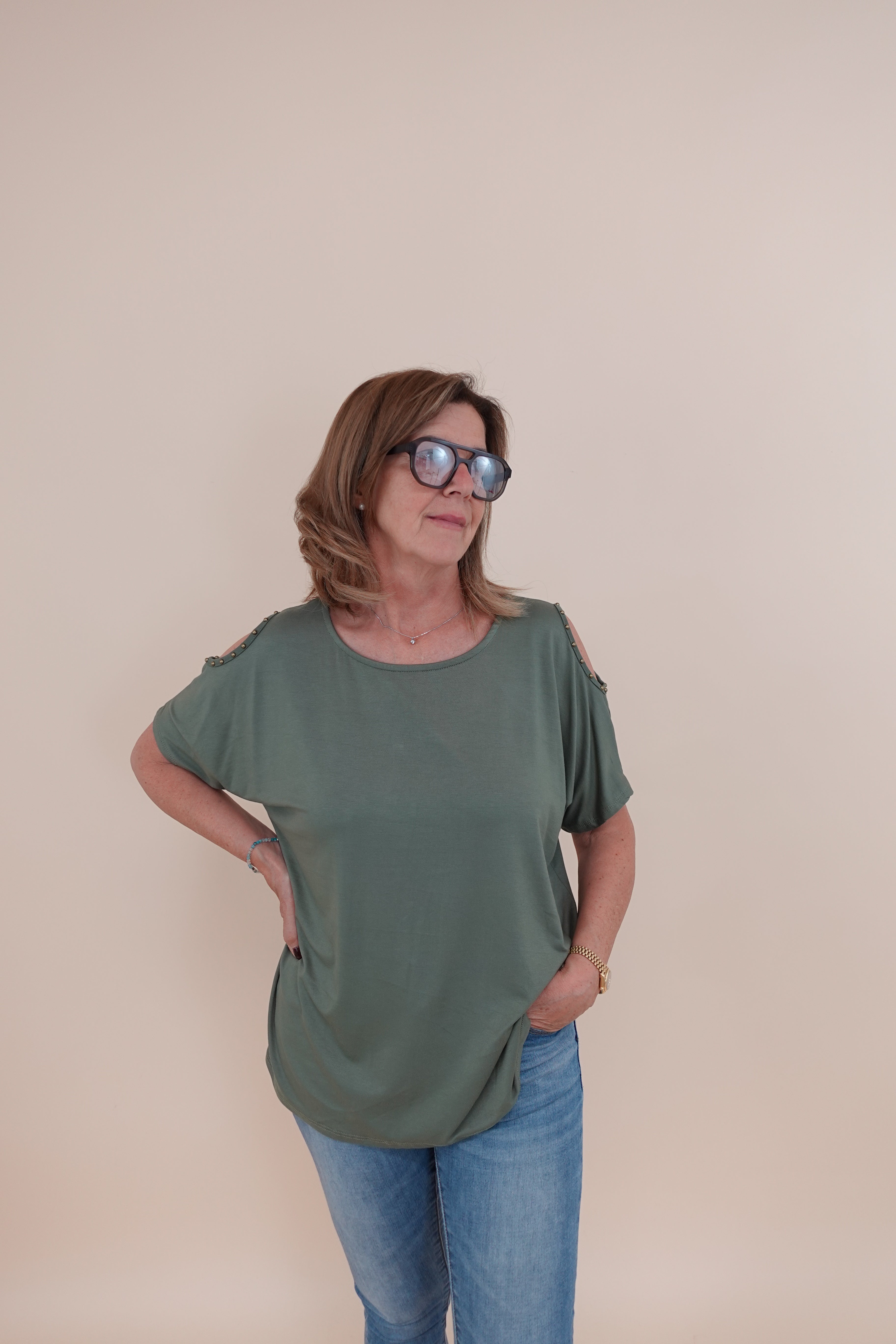 Maglia Over Borchie Verde