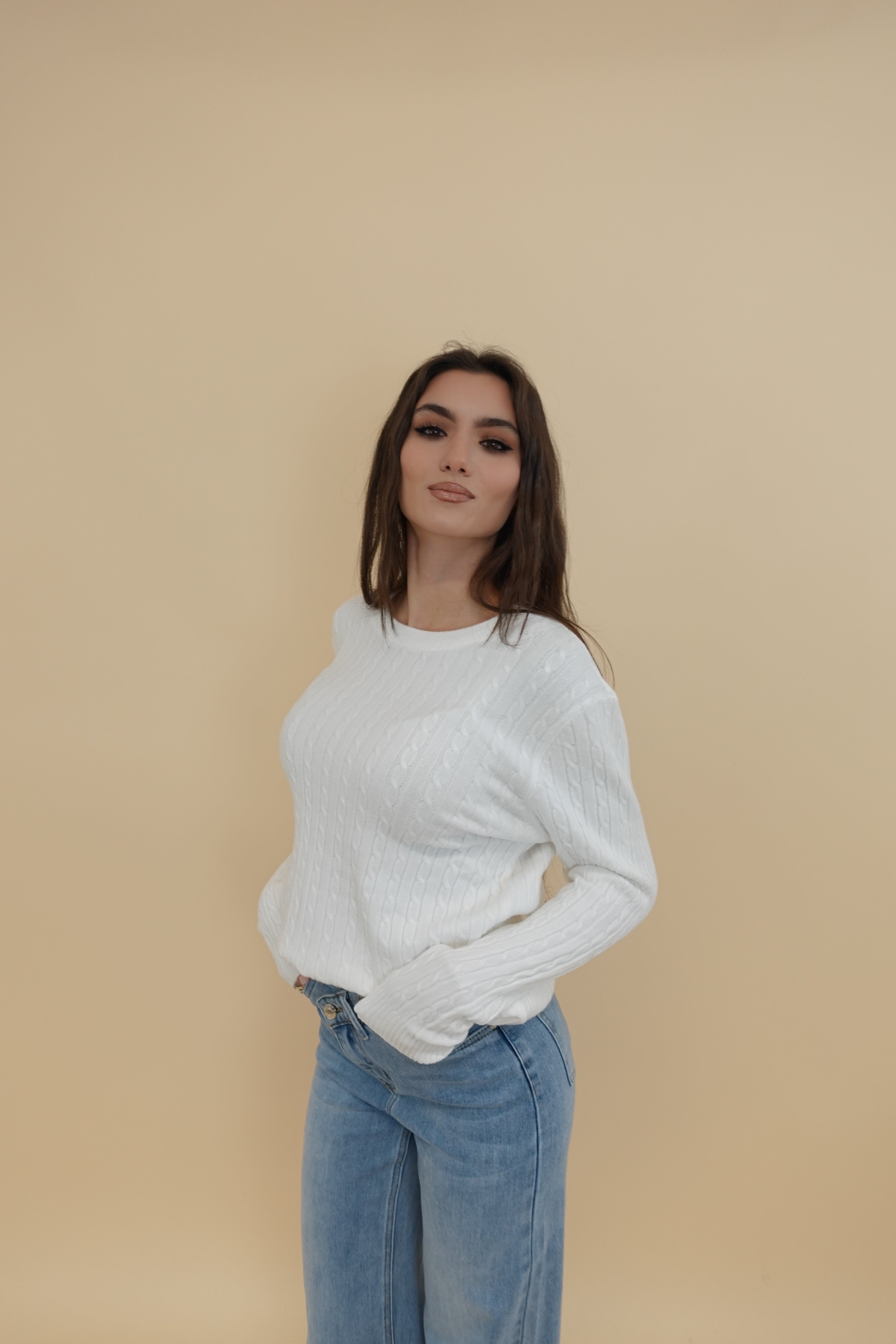 Maglioncino Treccina New Bianco