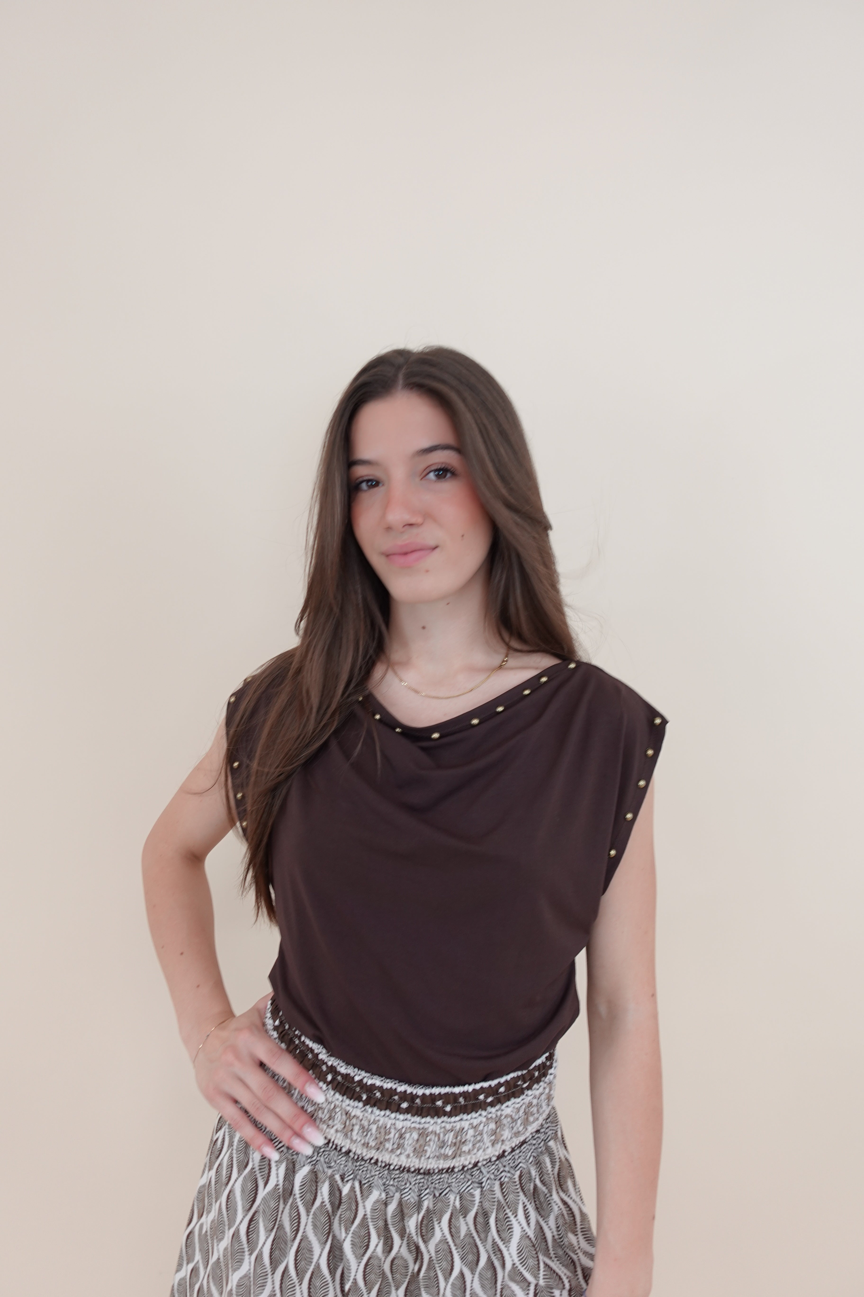Maglia Borchie Marrone
