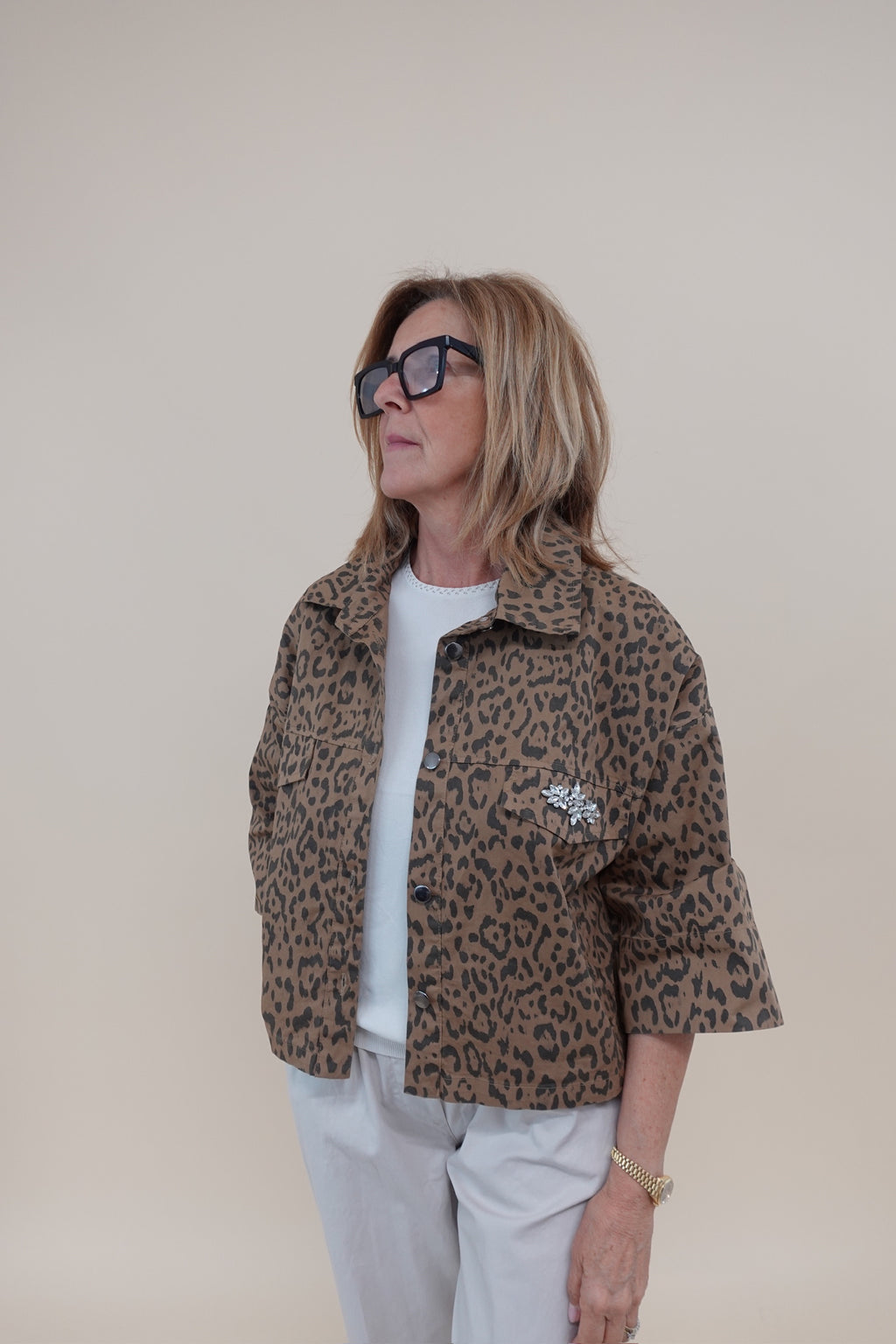 Giacca Shine Leopard Scura
