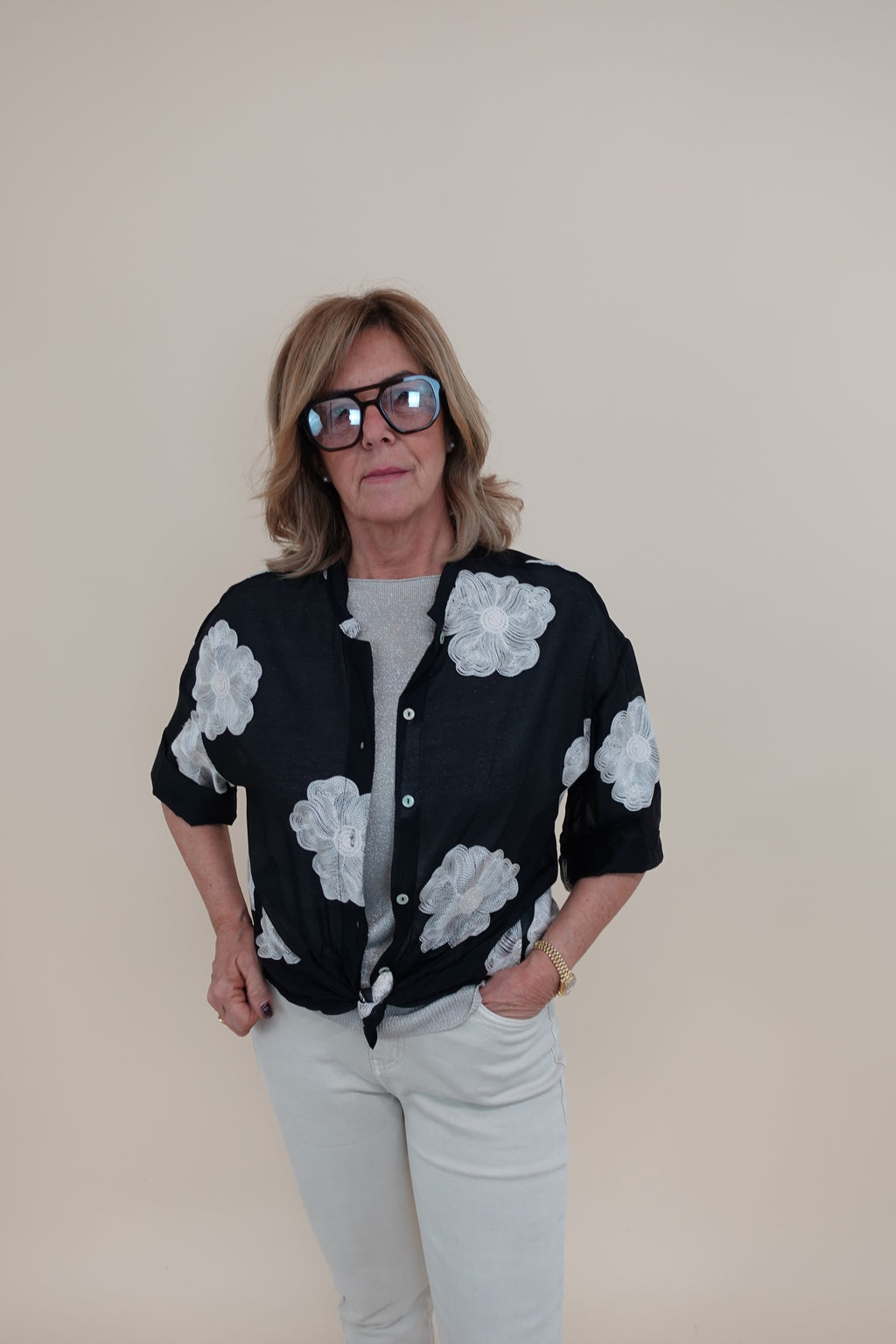 Camicia Flower Nera