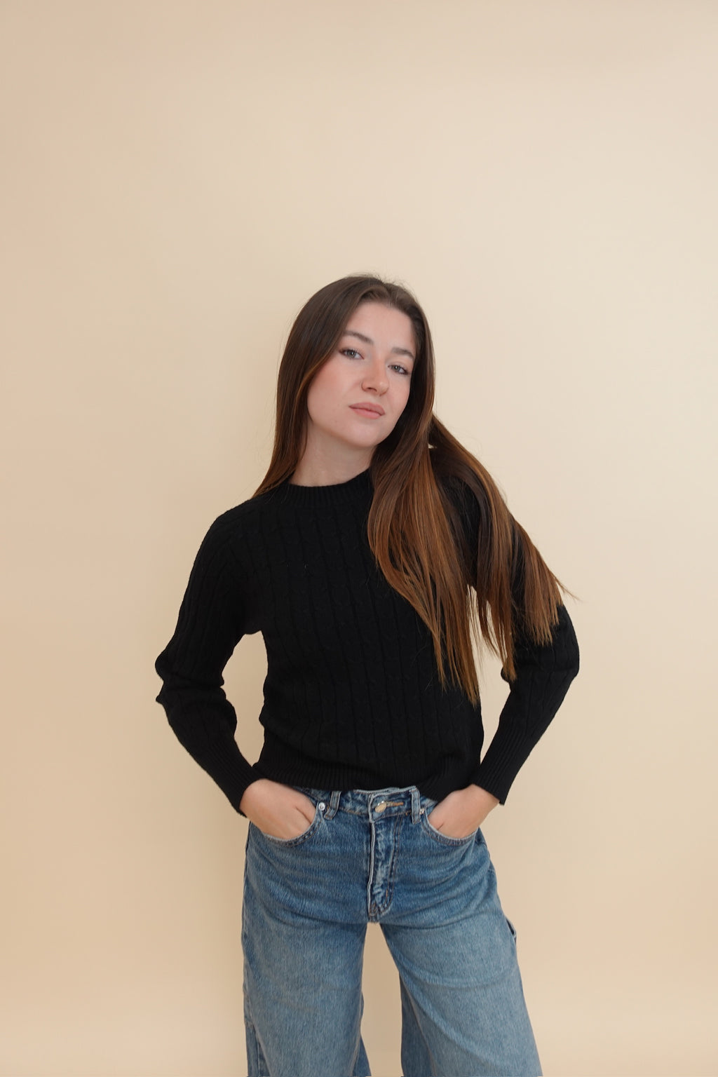 Maglioncino Treccia Nero