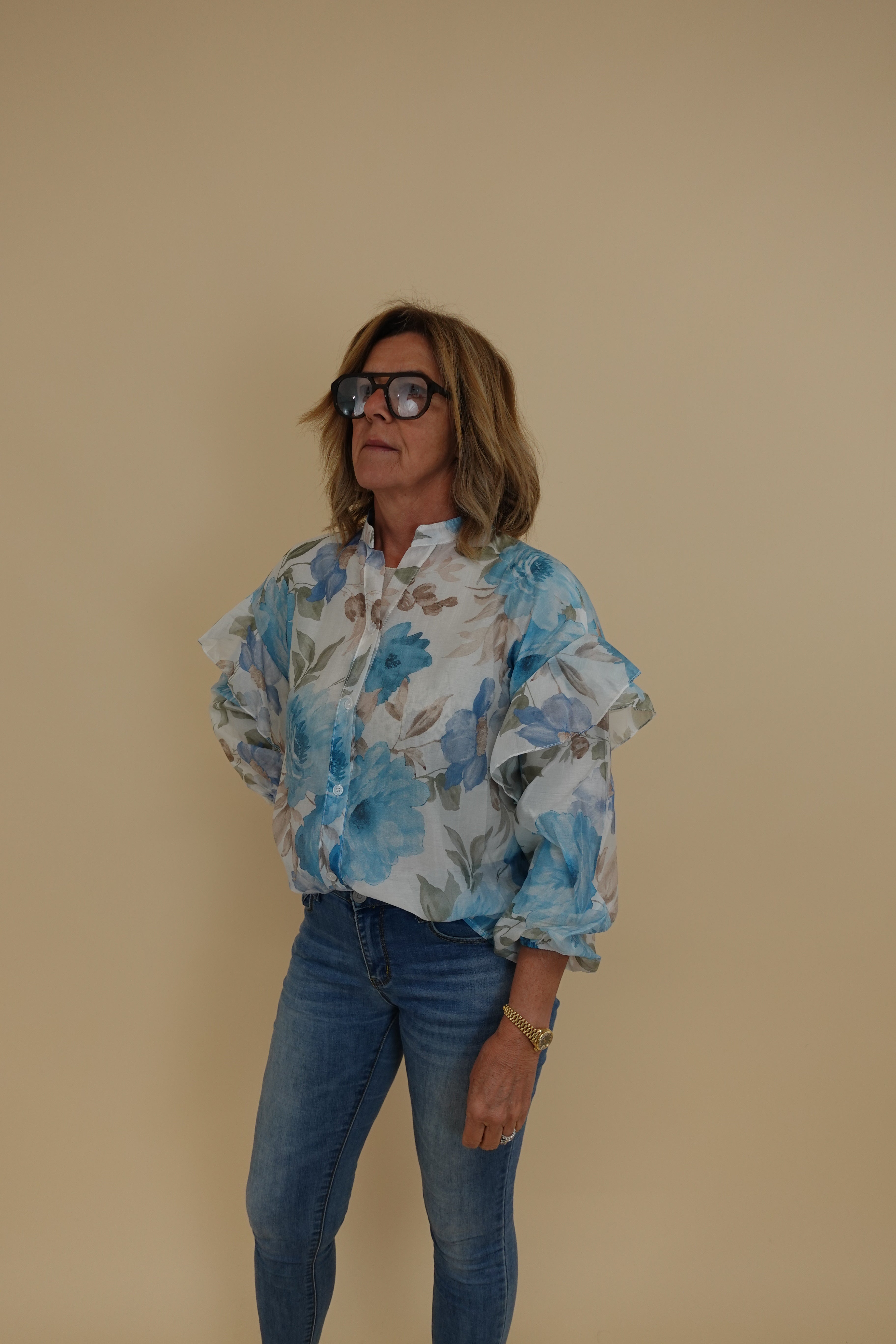 Camicia Fiori Azzurra