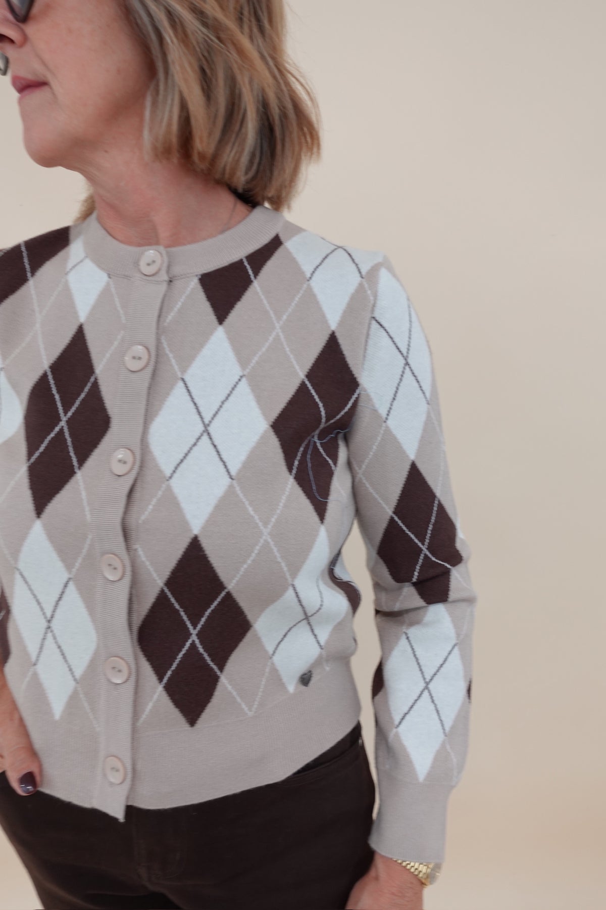 Cardigan Rombi Beige