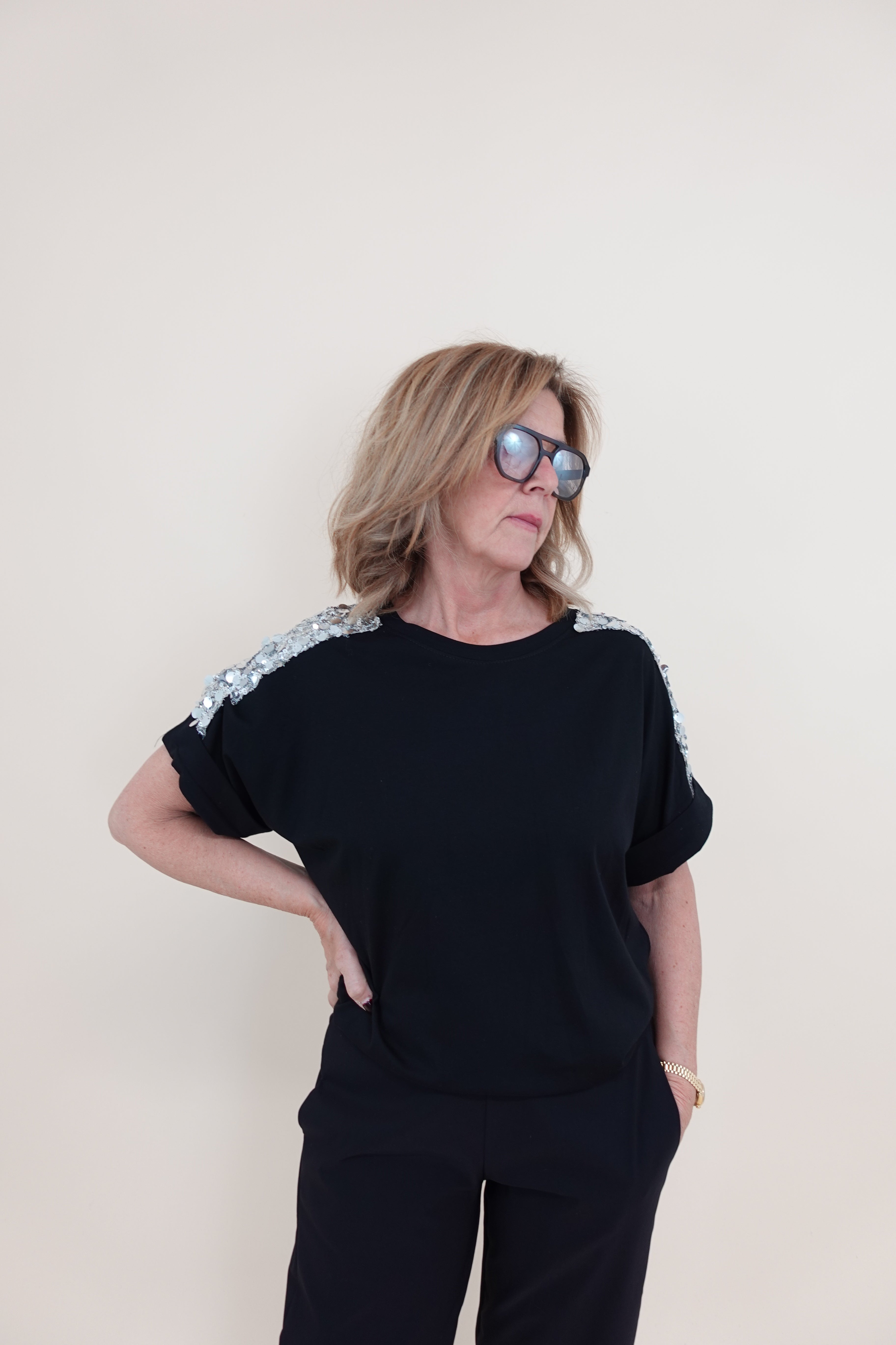 T-shirt Paiettes Nera