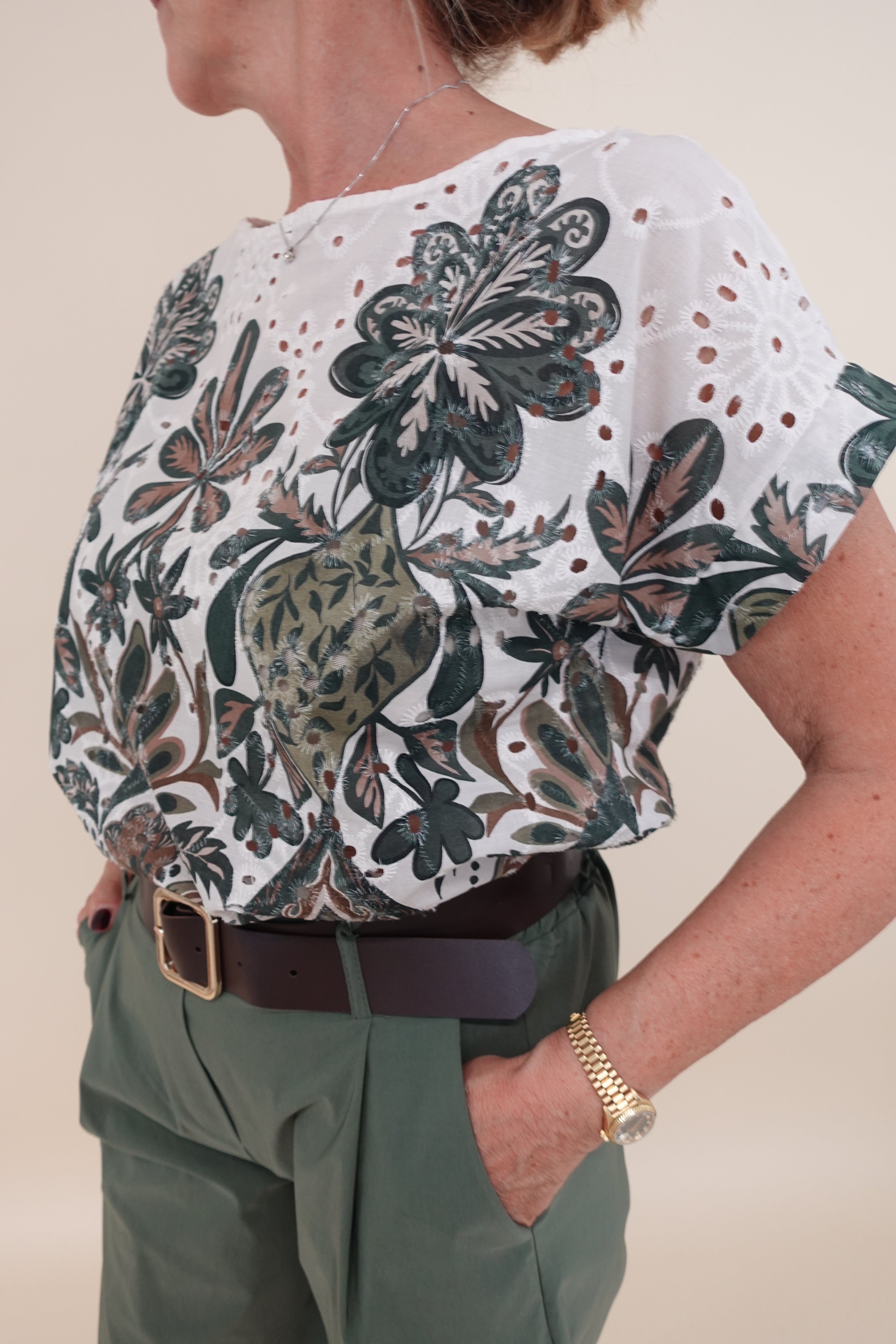 Camicia Flower Sangallo Verde