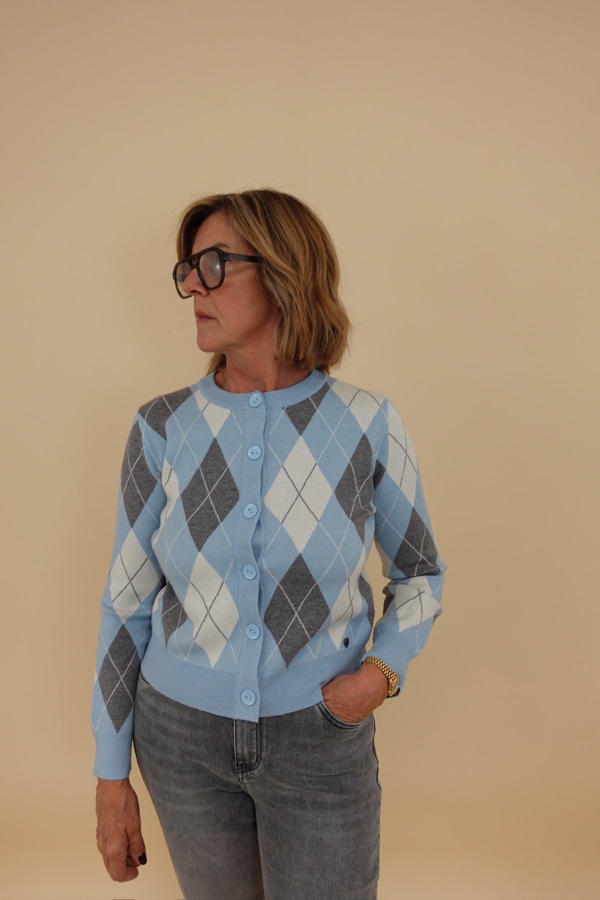 Cardigan Rombi Azzurro