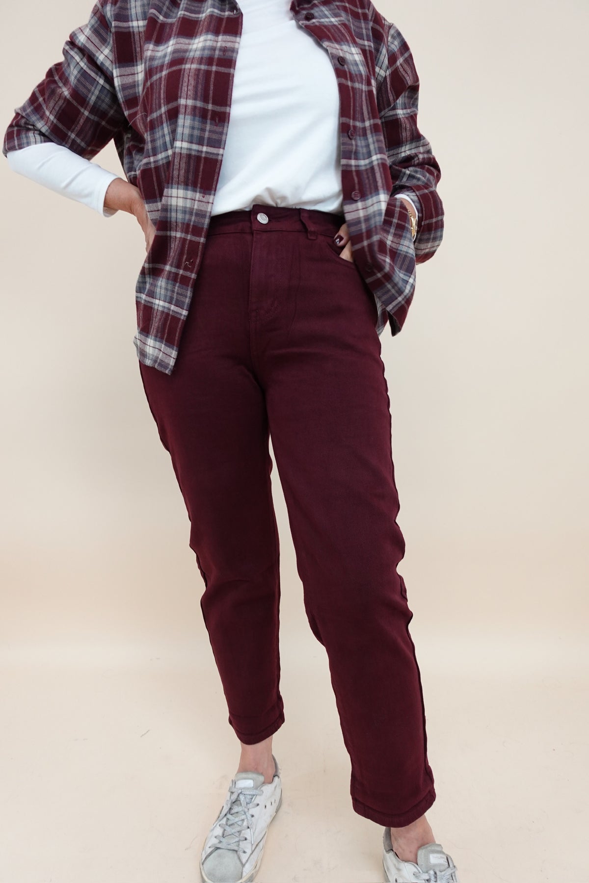 Jeans Momfit Bordeaux