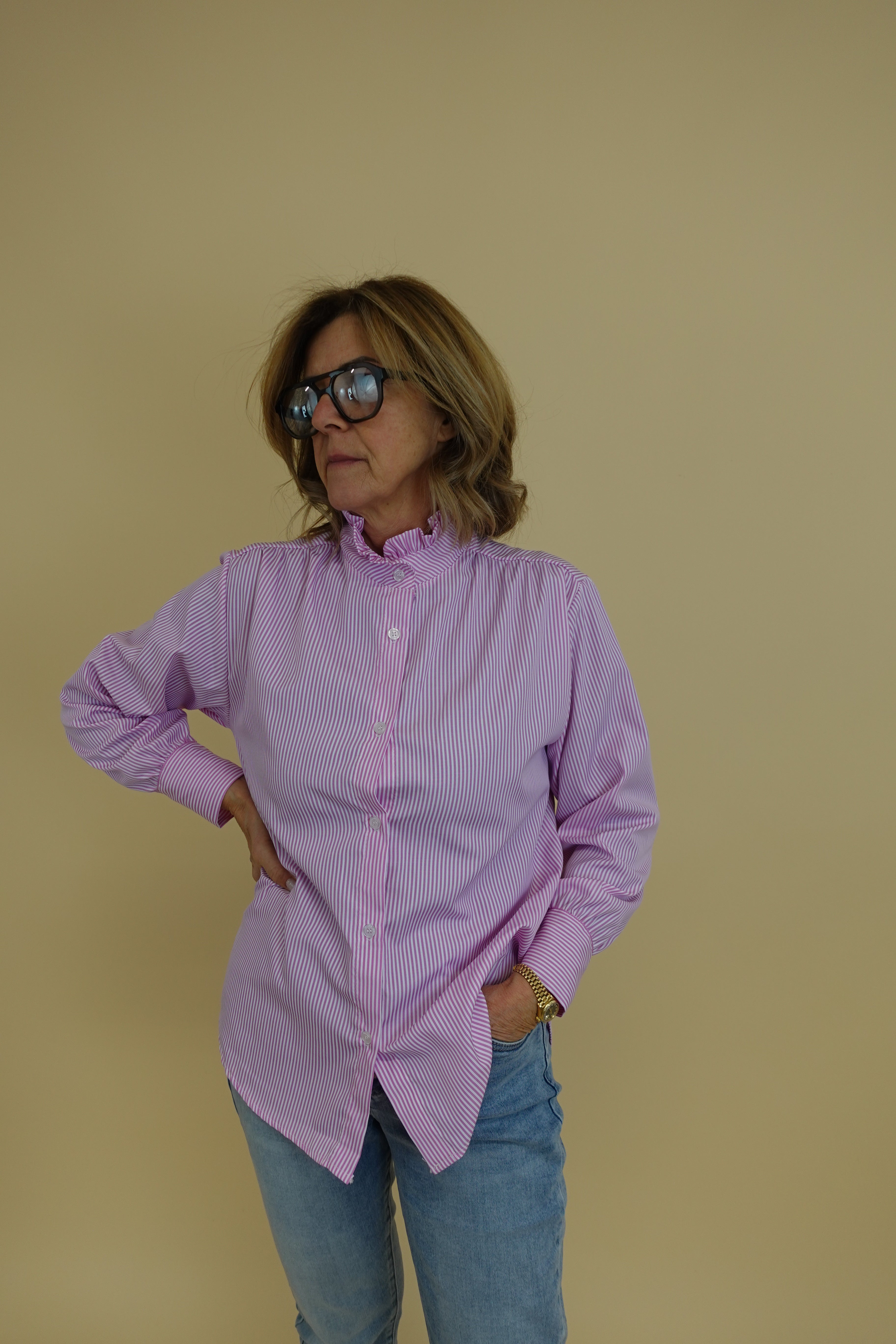 Camicia merletto rosa
