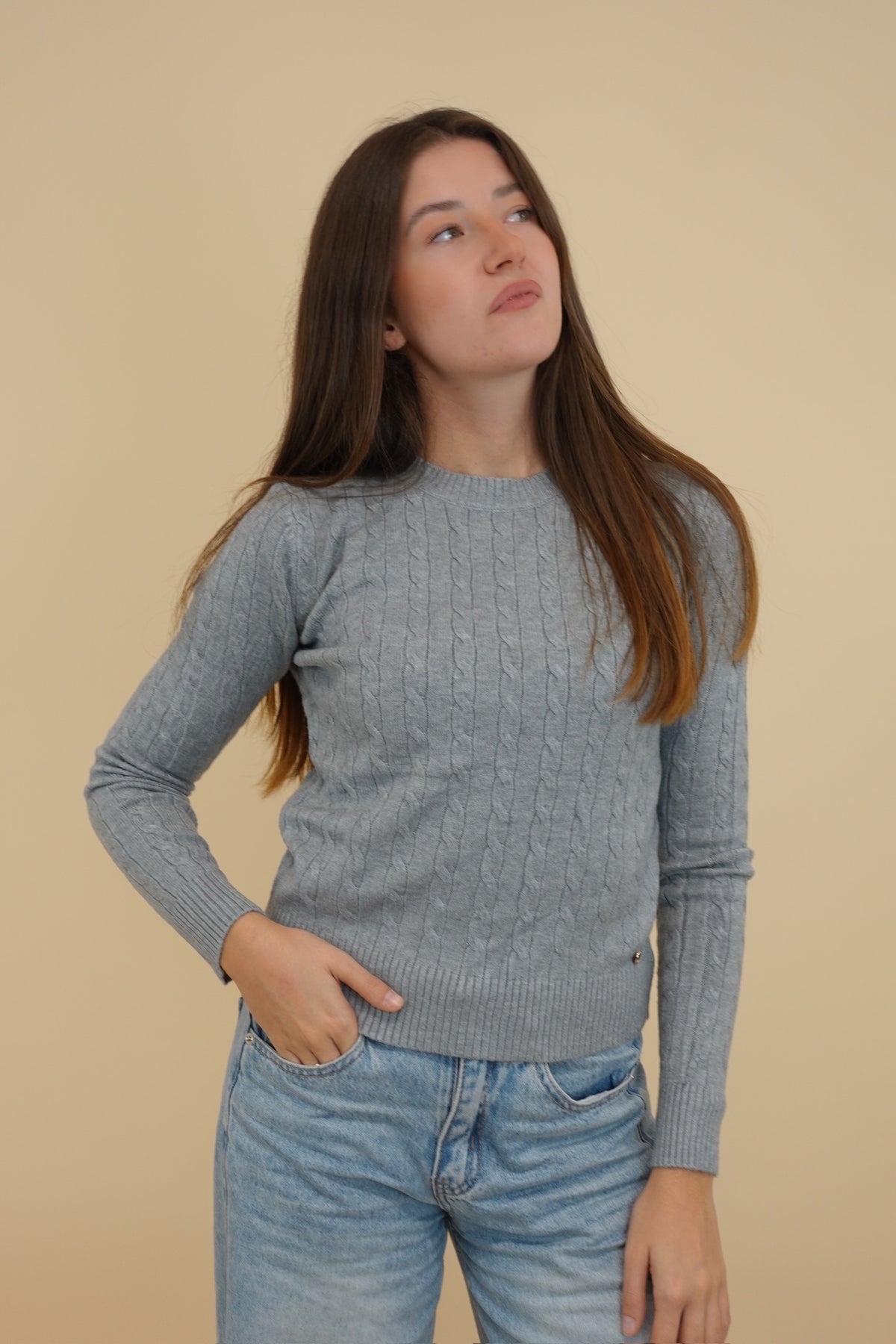 Maglioncino Treccina Grigio