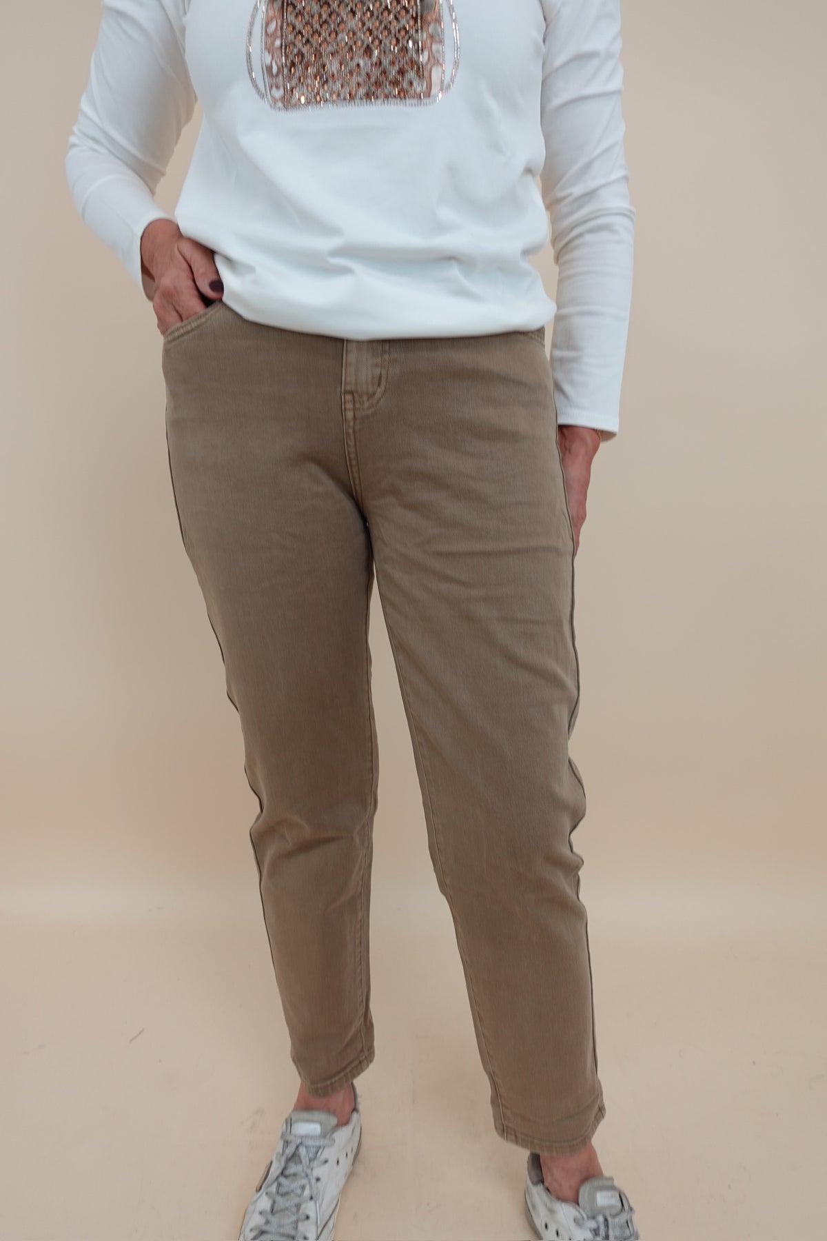 Jeans Momfit Beige