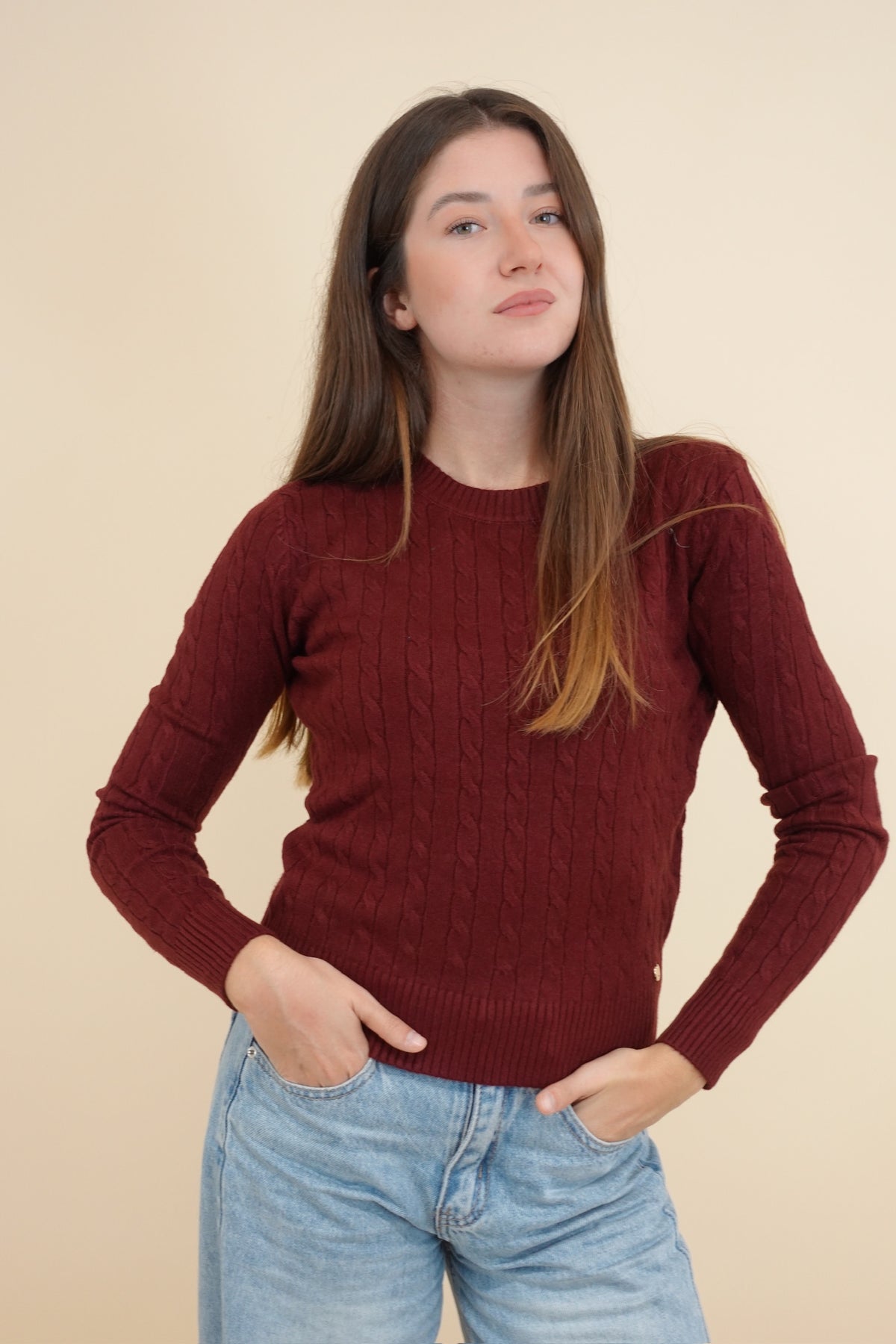 Maglioncino Treccina Bordeaux