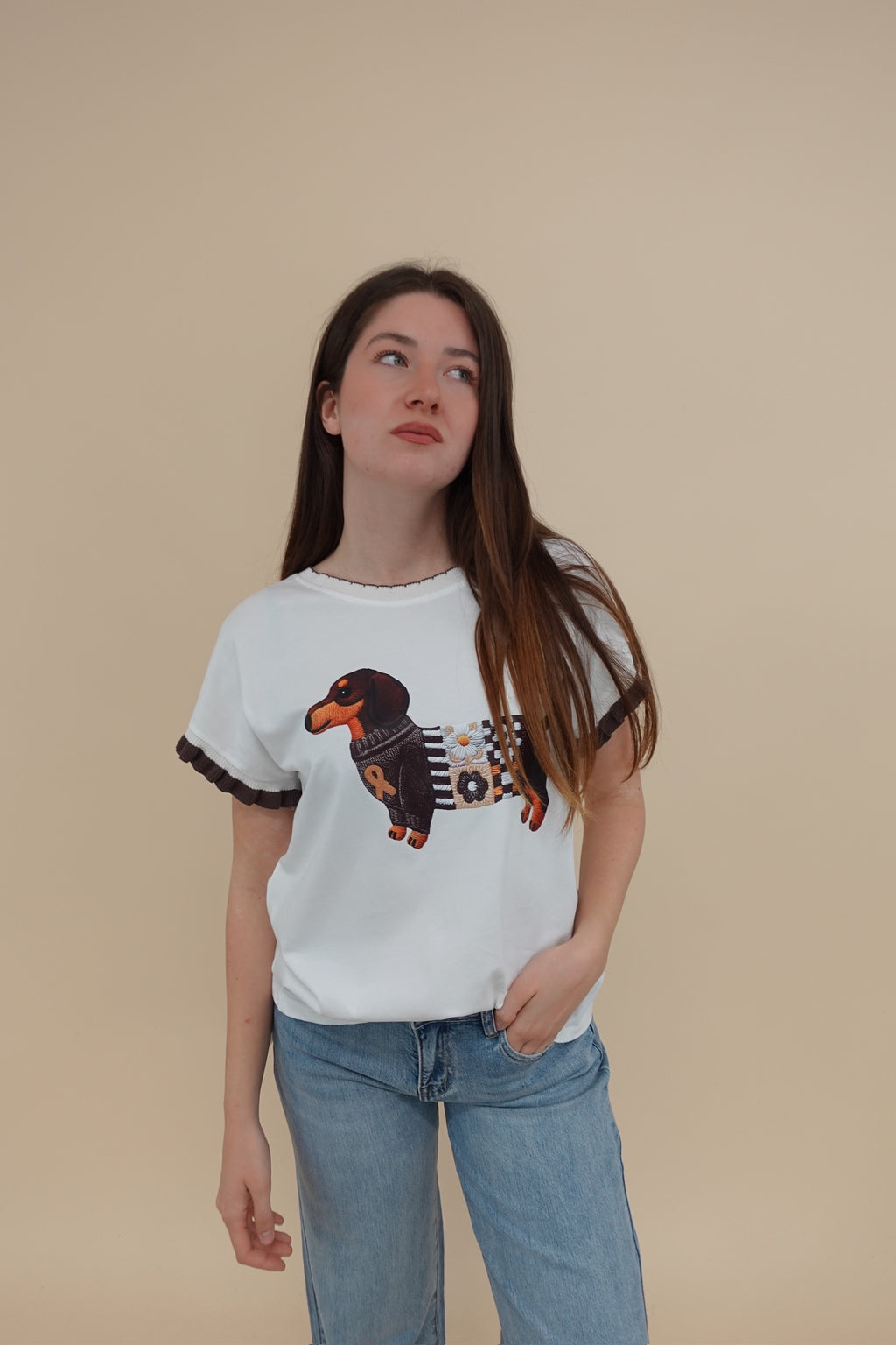 T-shirt Dog Marrone