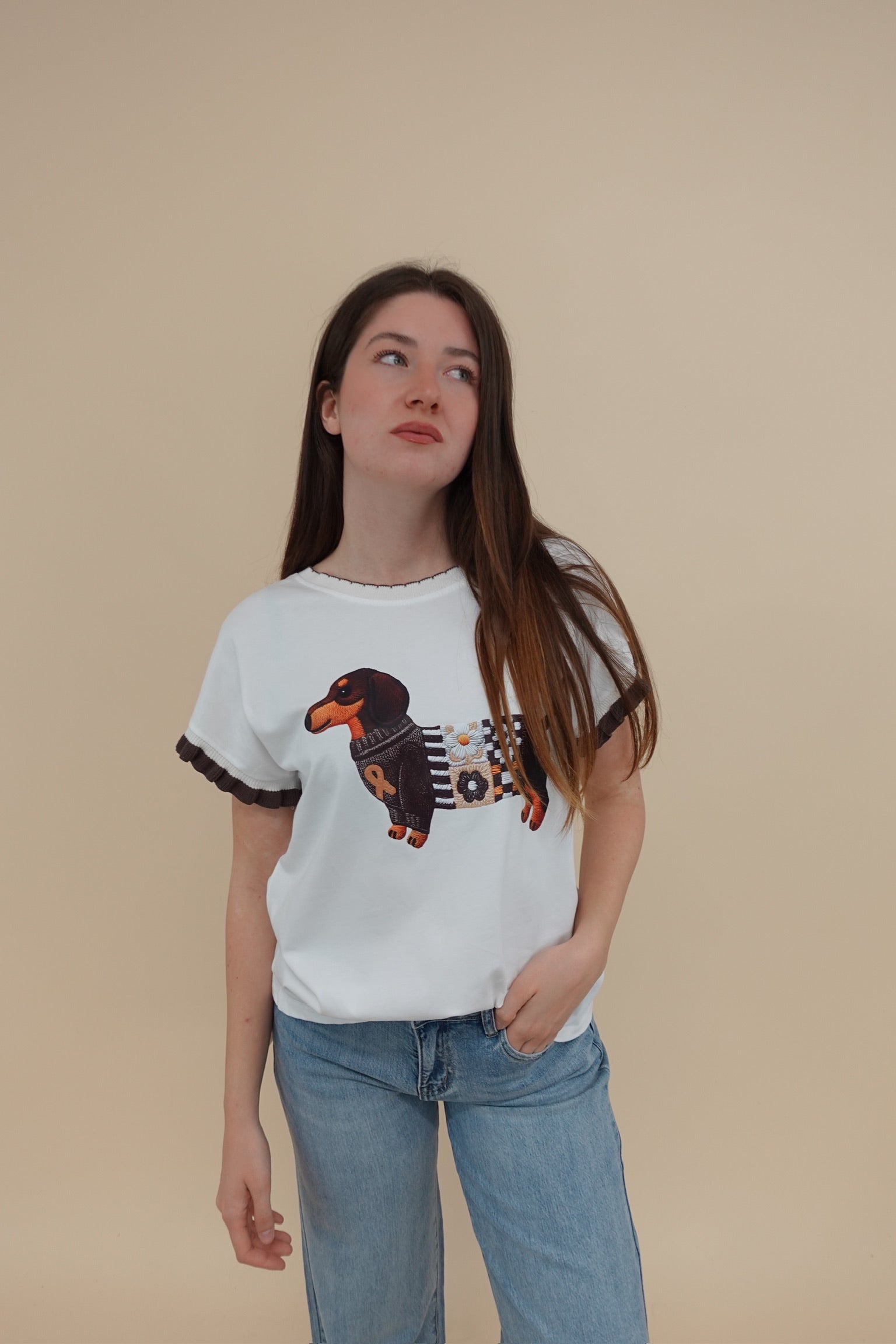 T-shirt Dog Marrone