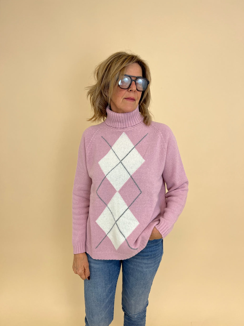 Maglione Rombi Rosa