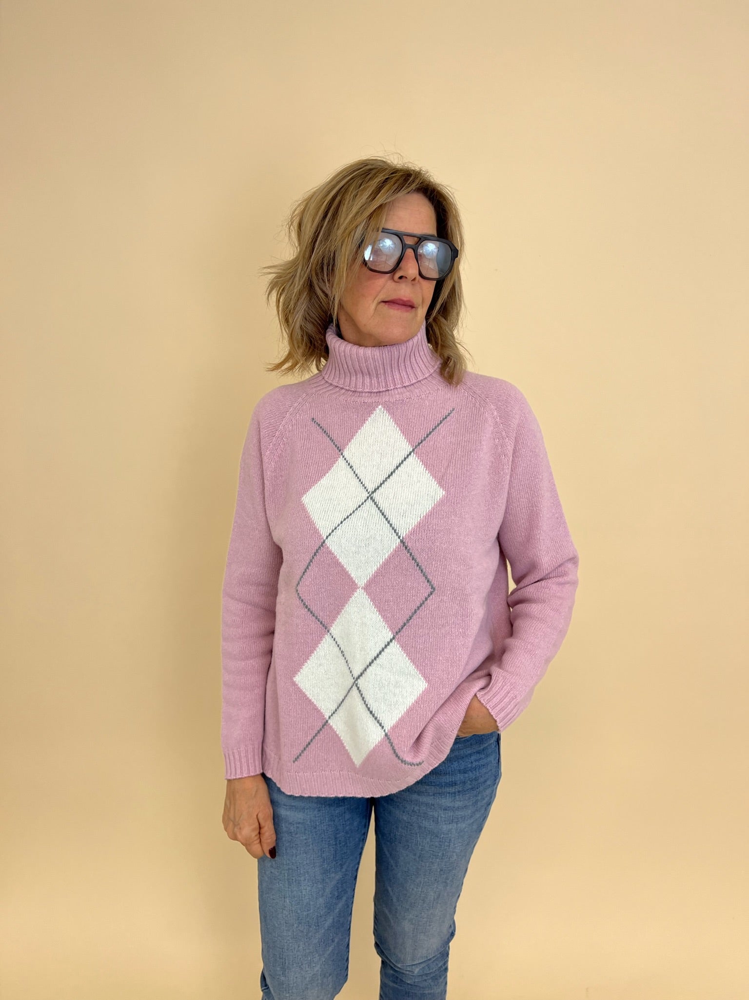 Maglione Rombi Rosa