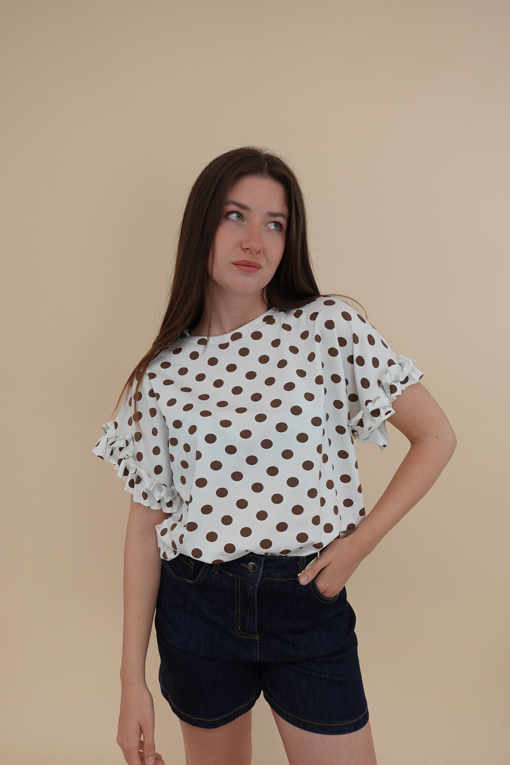 T-shirt Pois Marroni