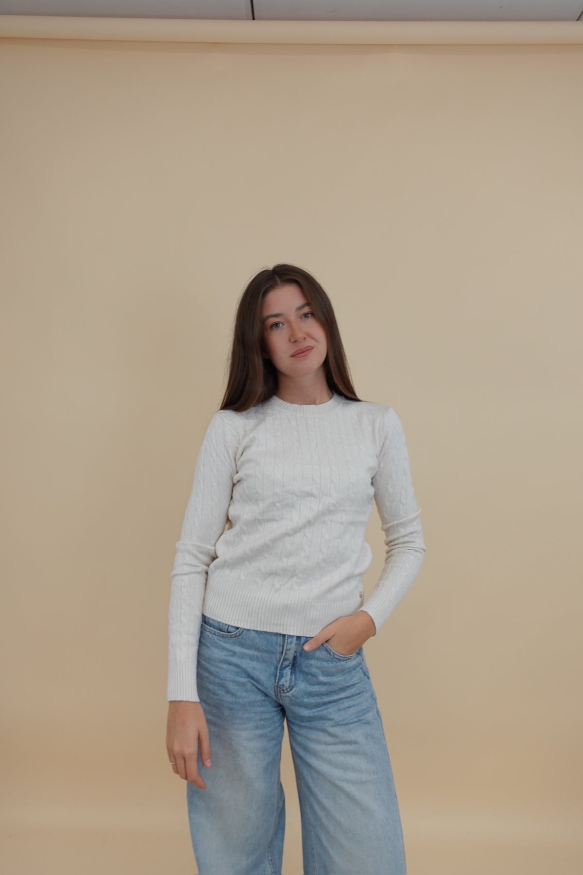 Maglioncino Treccina Bianco