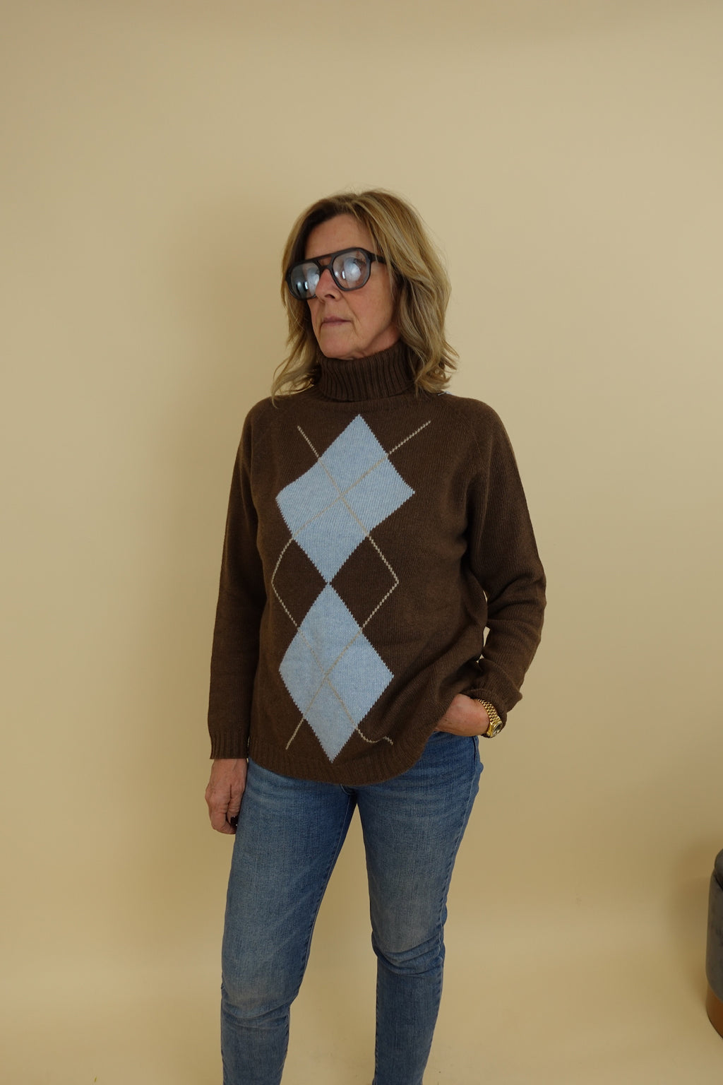 Maglione Rombi Marrone