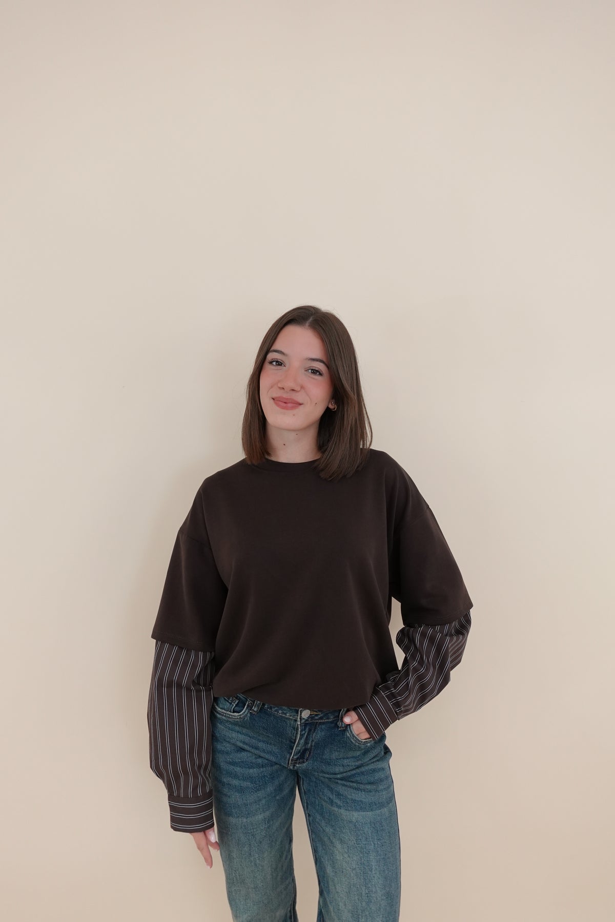 Felpa Camicia Marrone