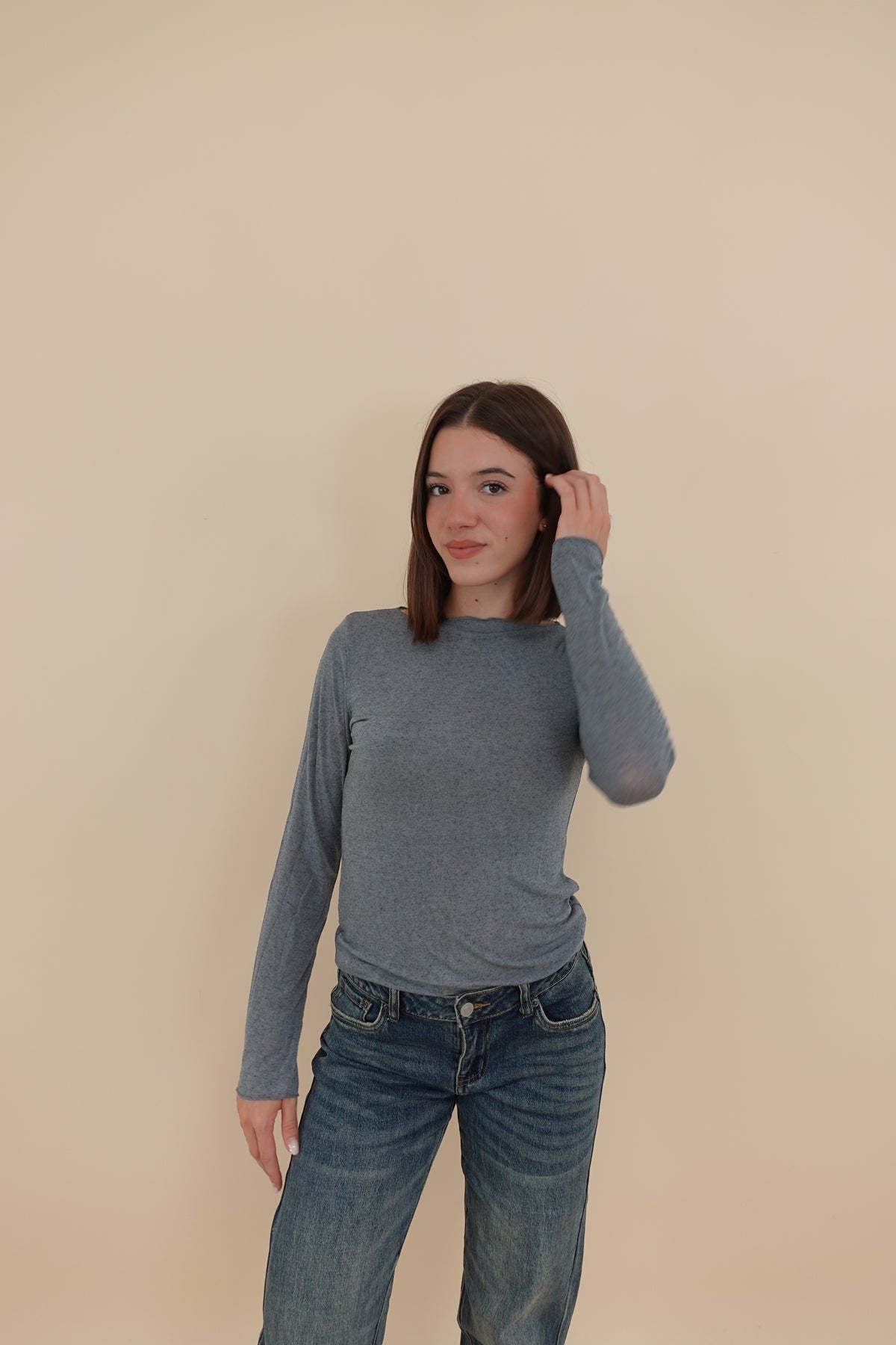 Maglia Misto Cashmere Grigio