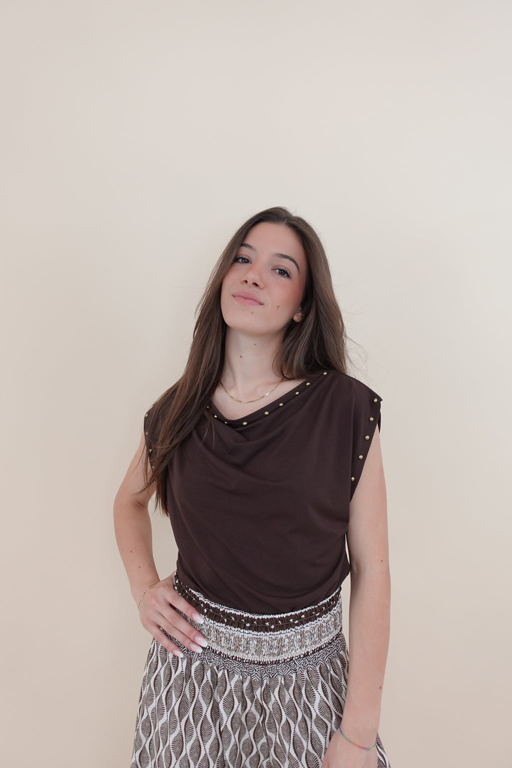 Maglia Borchie Marrone