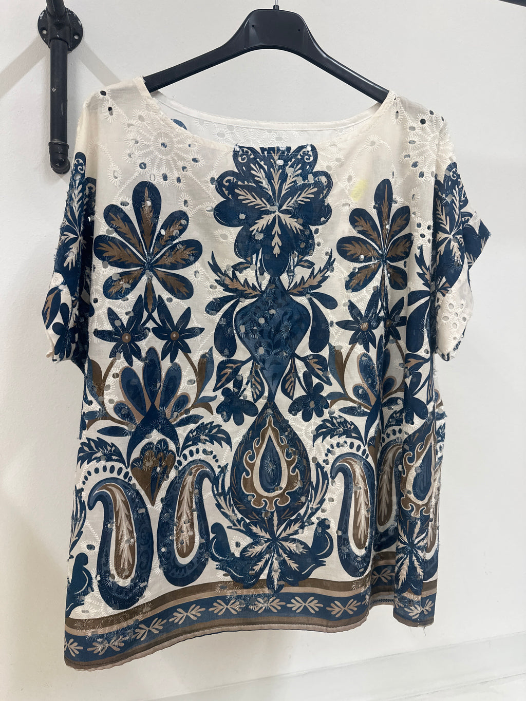 Camicia Flower Sangallo Blu