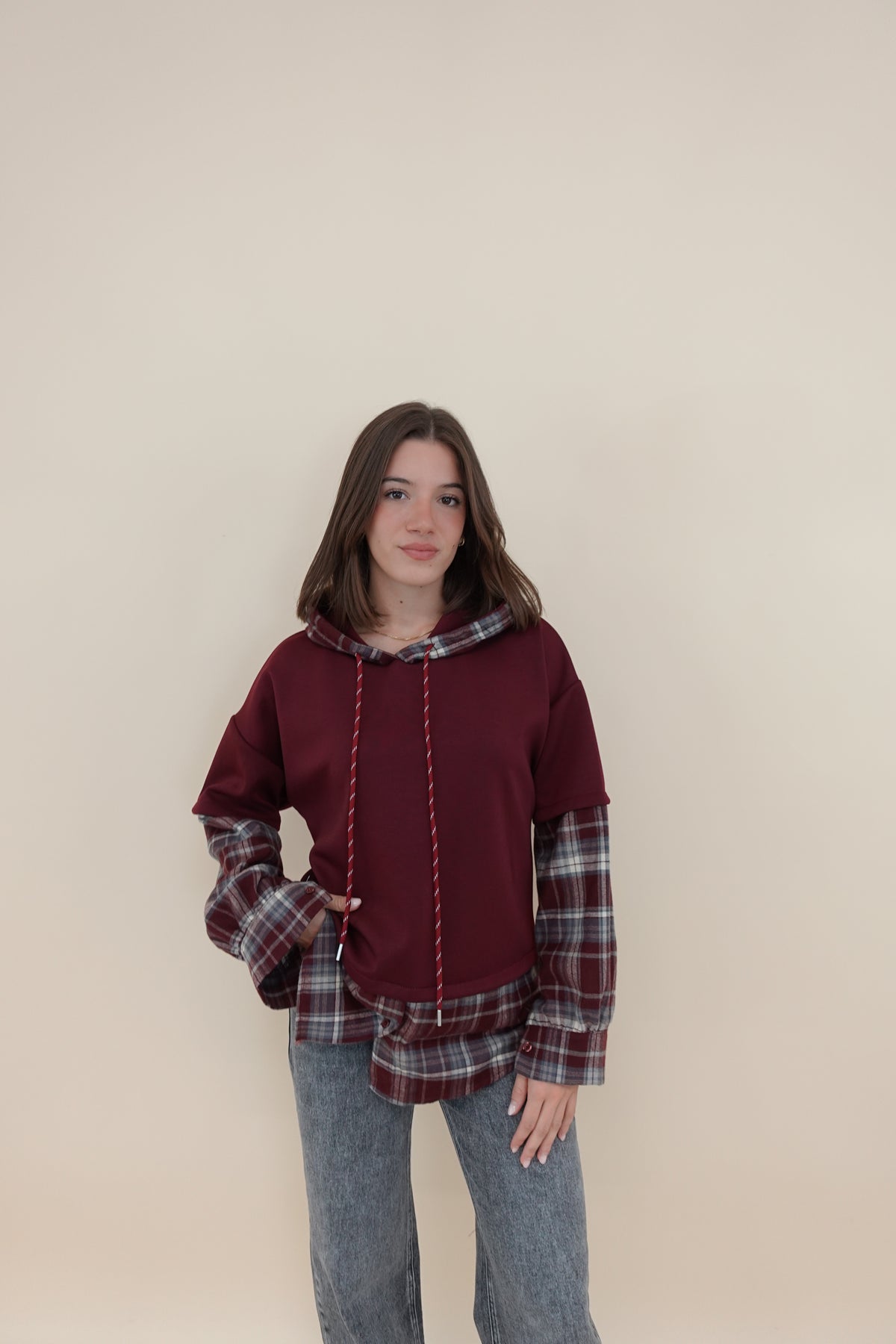 Felpa Scacchi Bordeaux