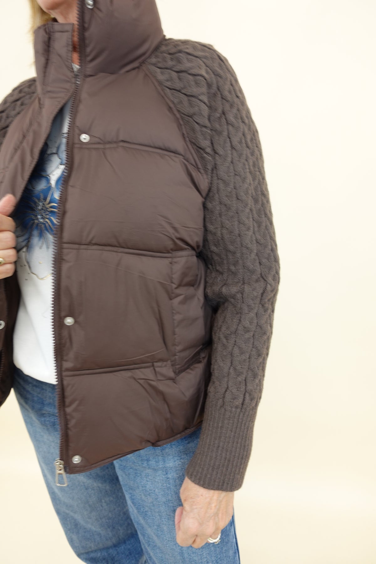 Piumino Treccia Marrone