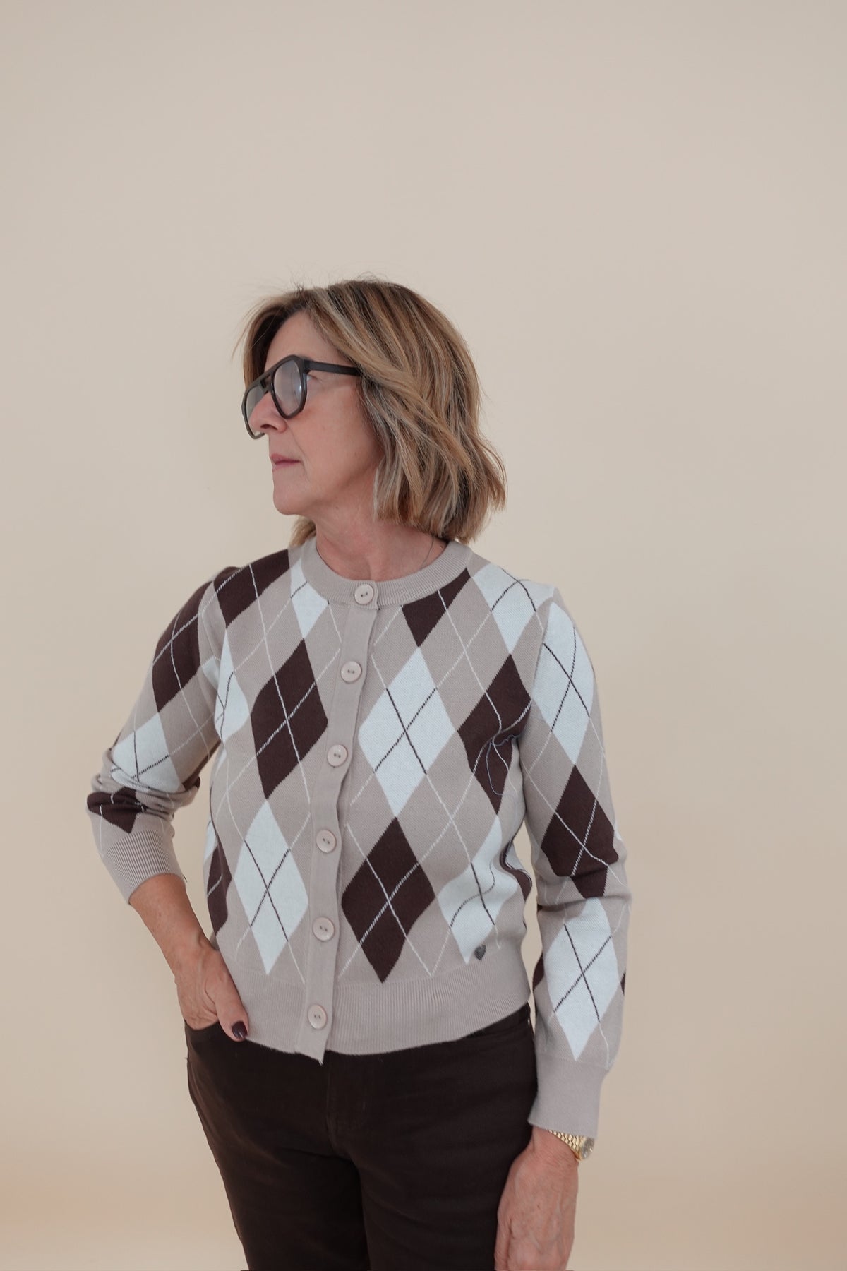 Cardigan Rombi Beige