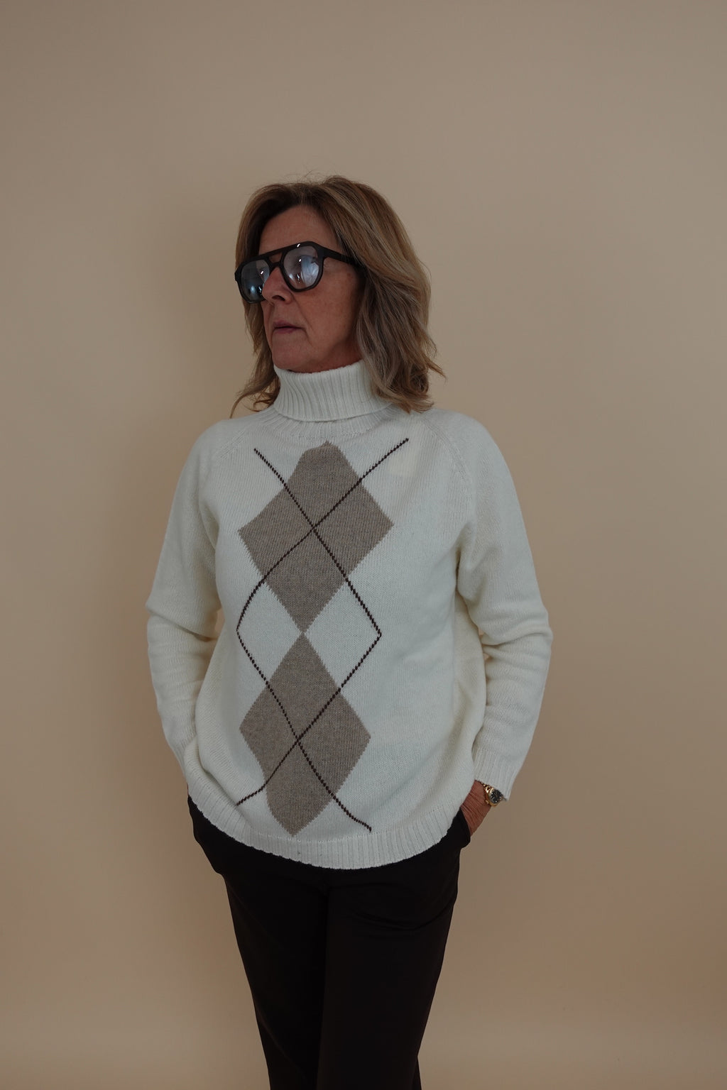 Maglione Rombi Bianco