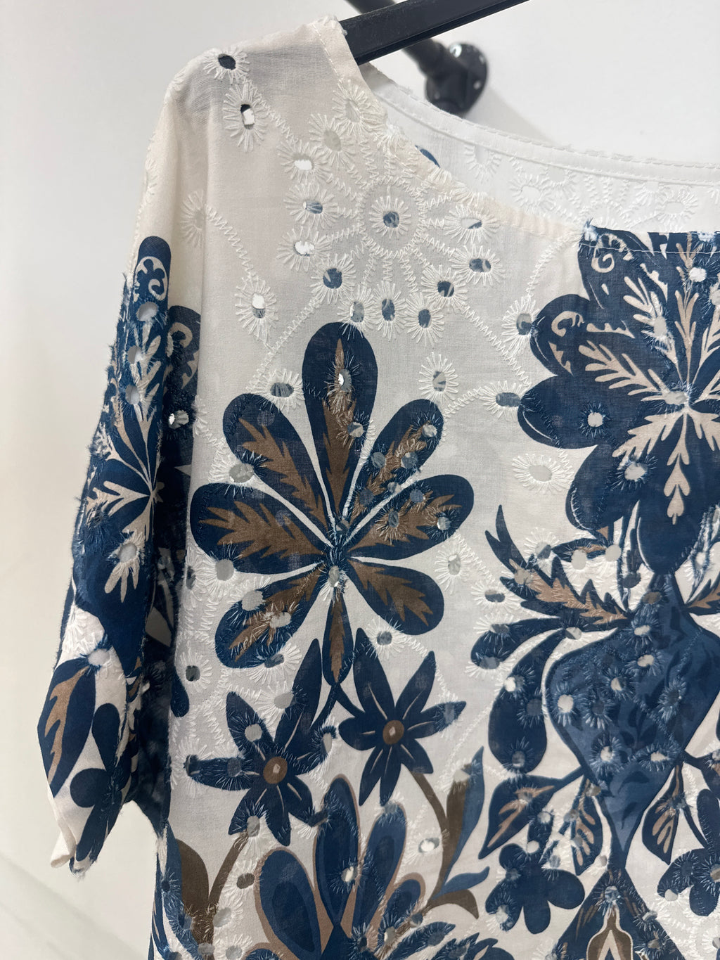 Camicia Flower Sangallo Blu
