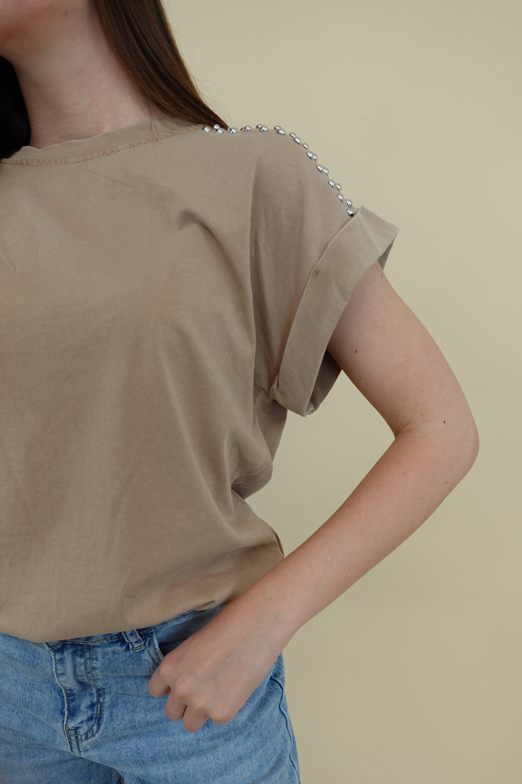 T-shirt Borchie Beige