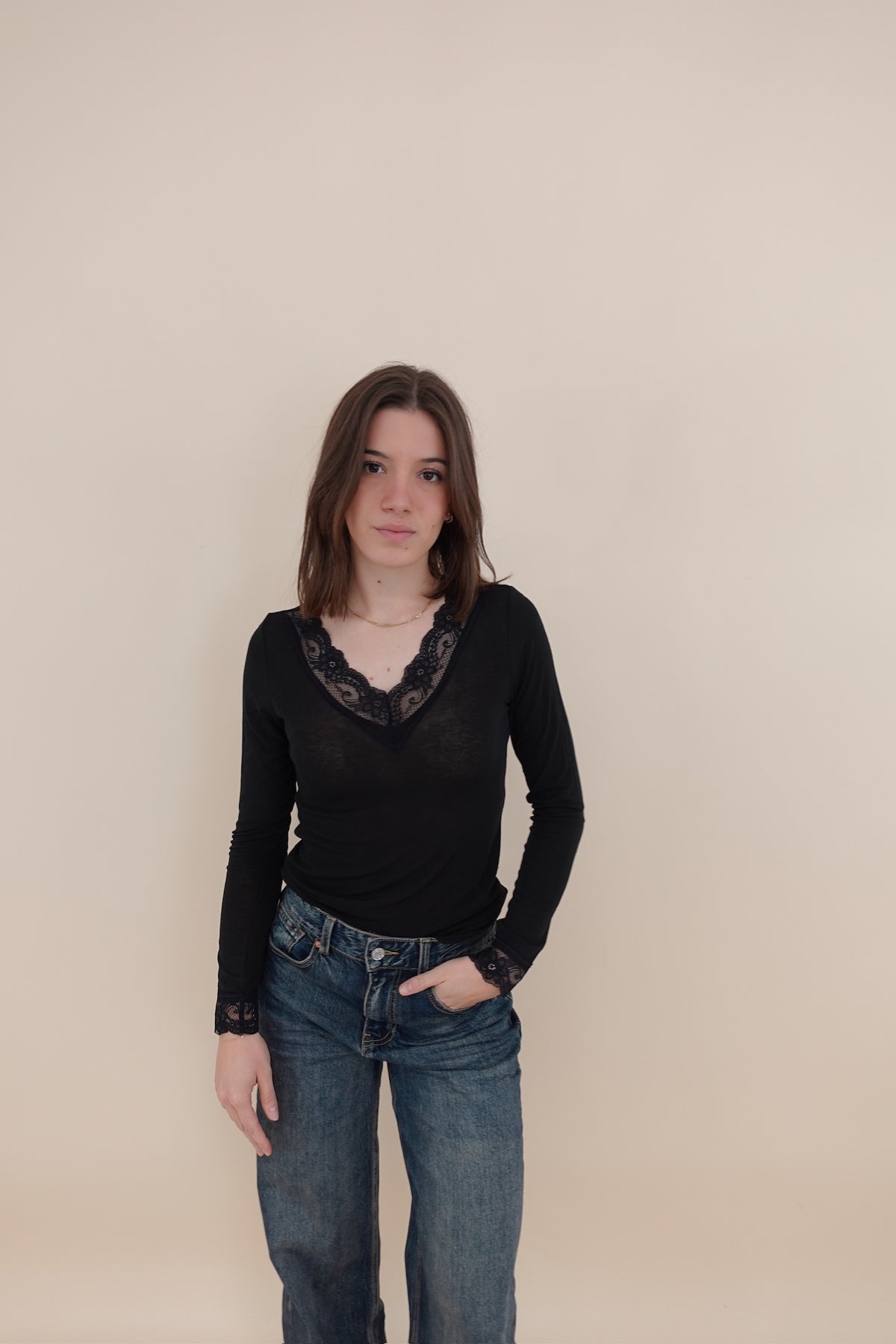 Maglia Cashmere Blend Pizzo Nero