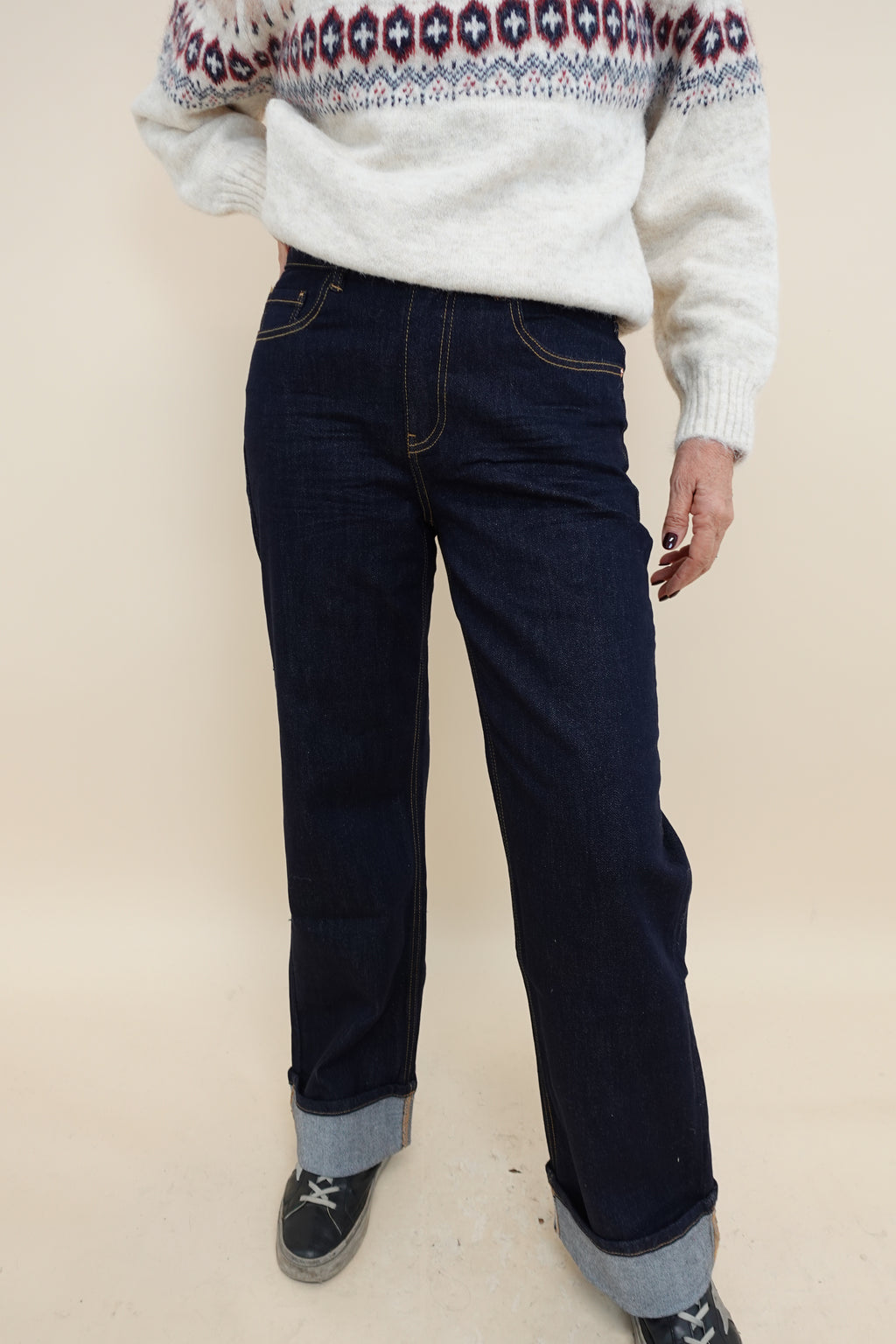 Jeans risvolto scuro