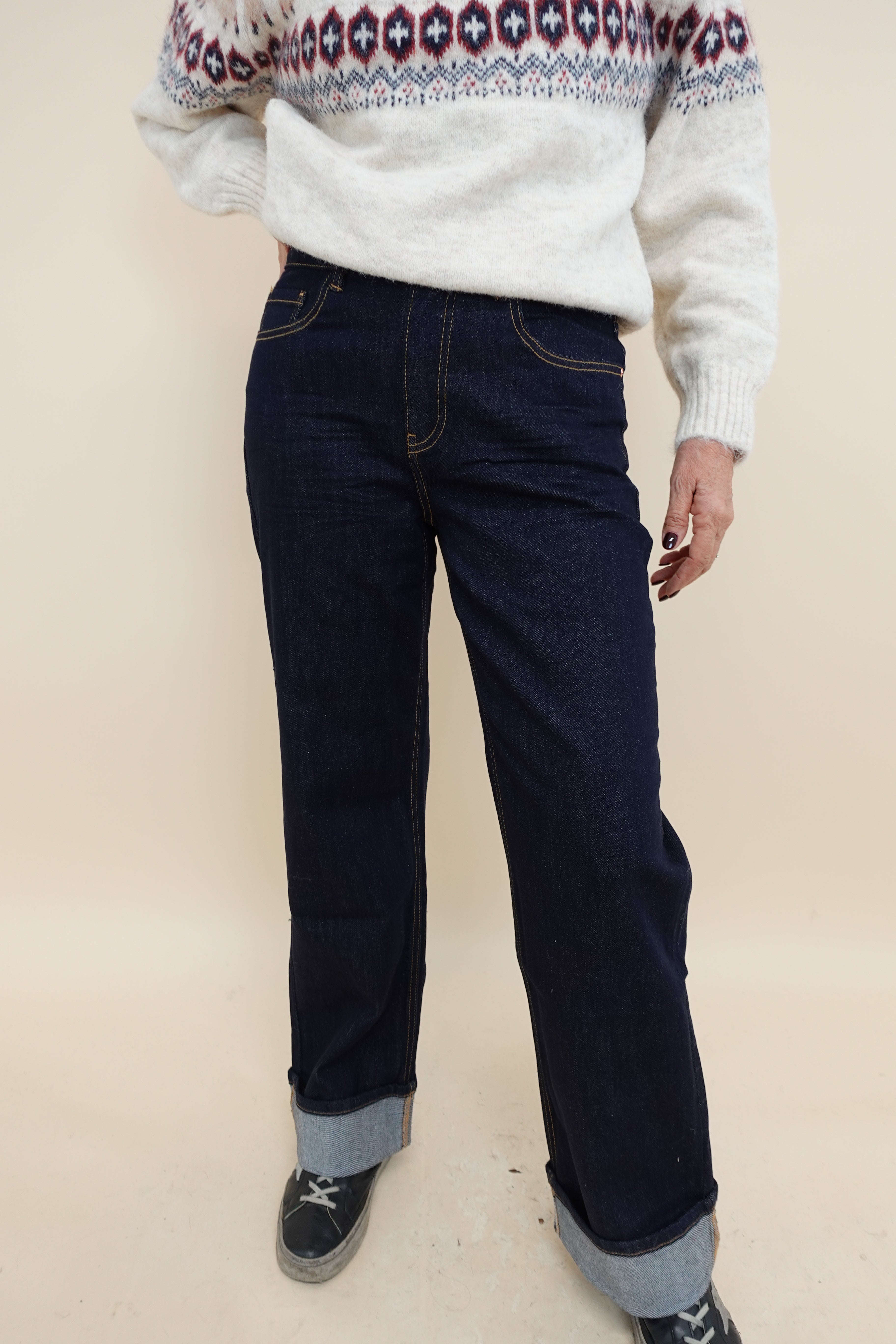 Jeans risvolto scuro