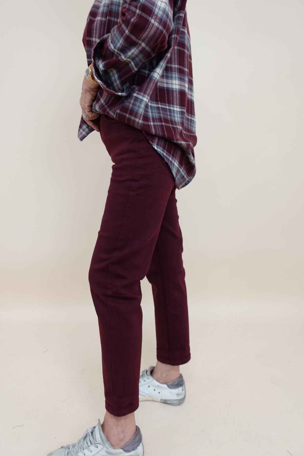 Jeans Momfit Bordeaux