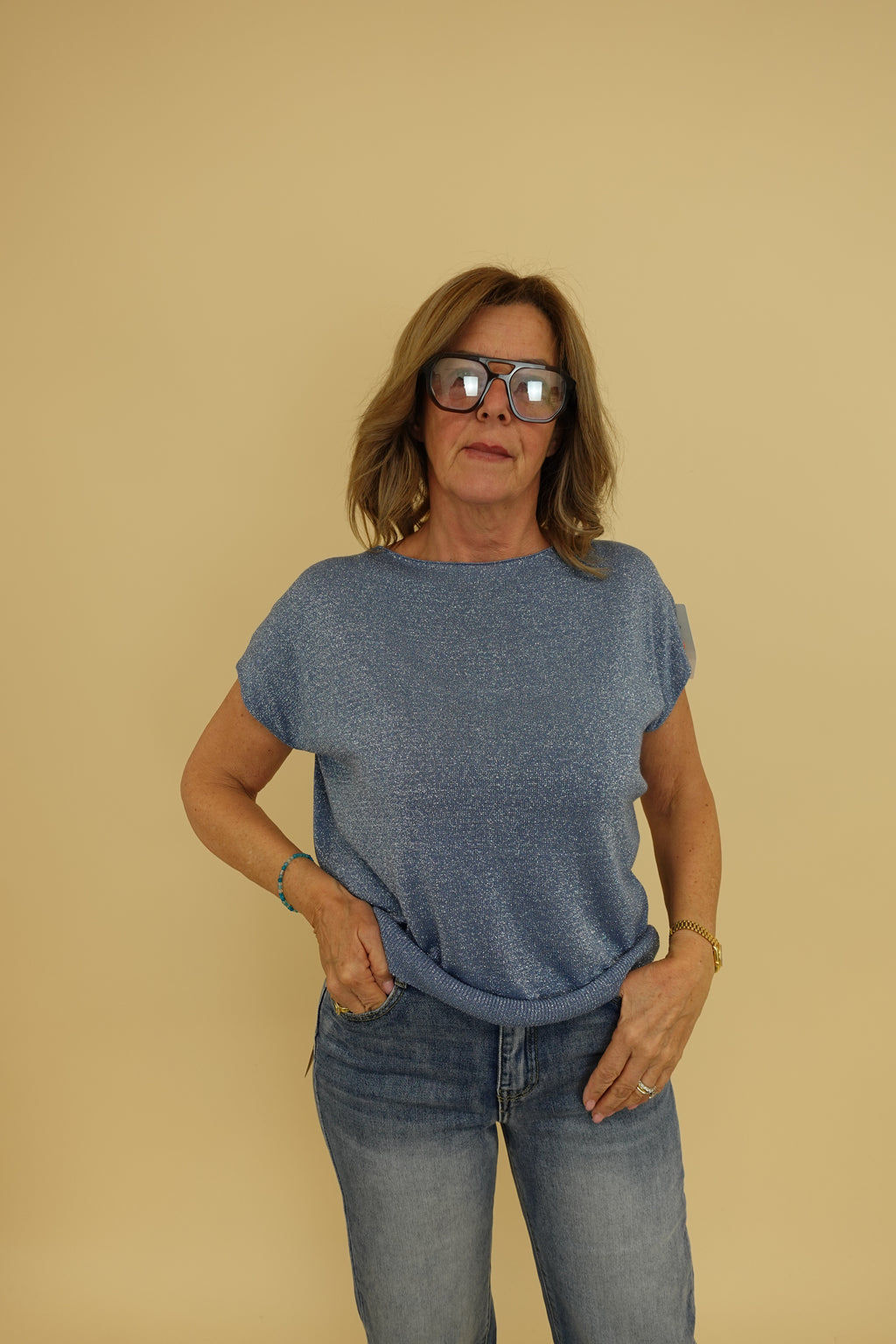 Maglia Lurex Blu Jeans