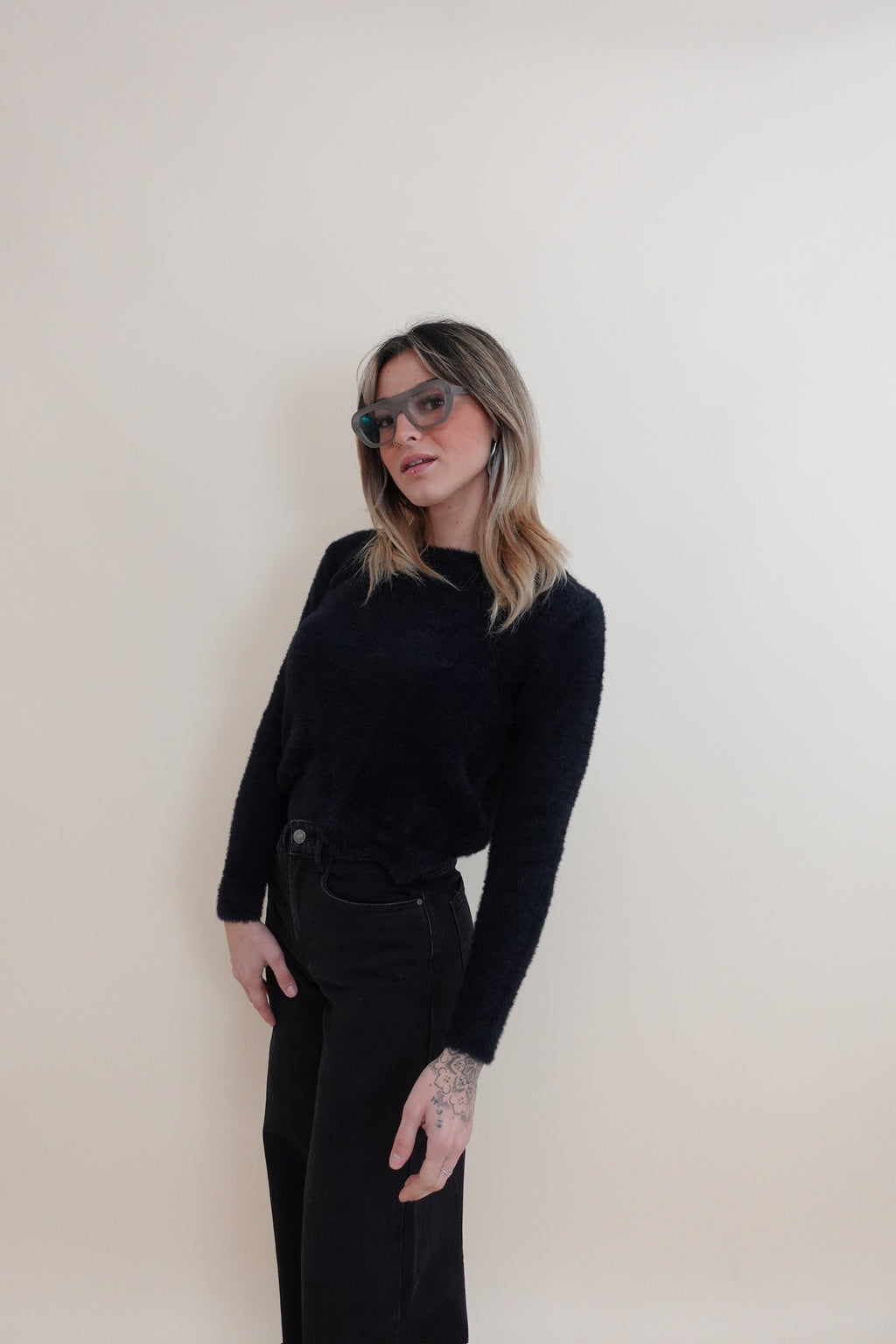 Maglione Zig Zag Black