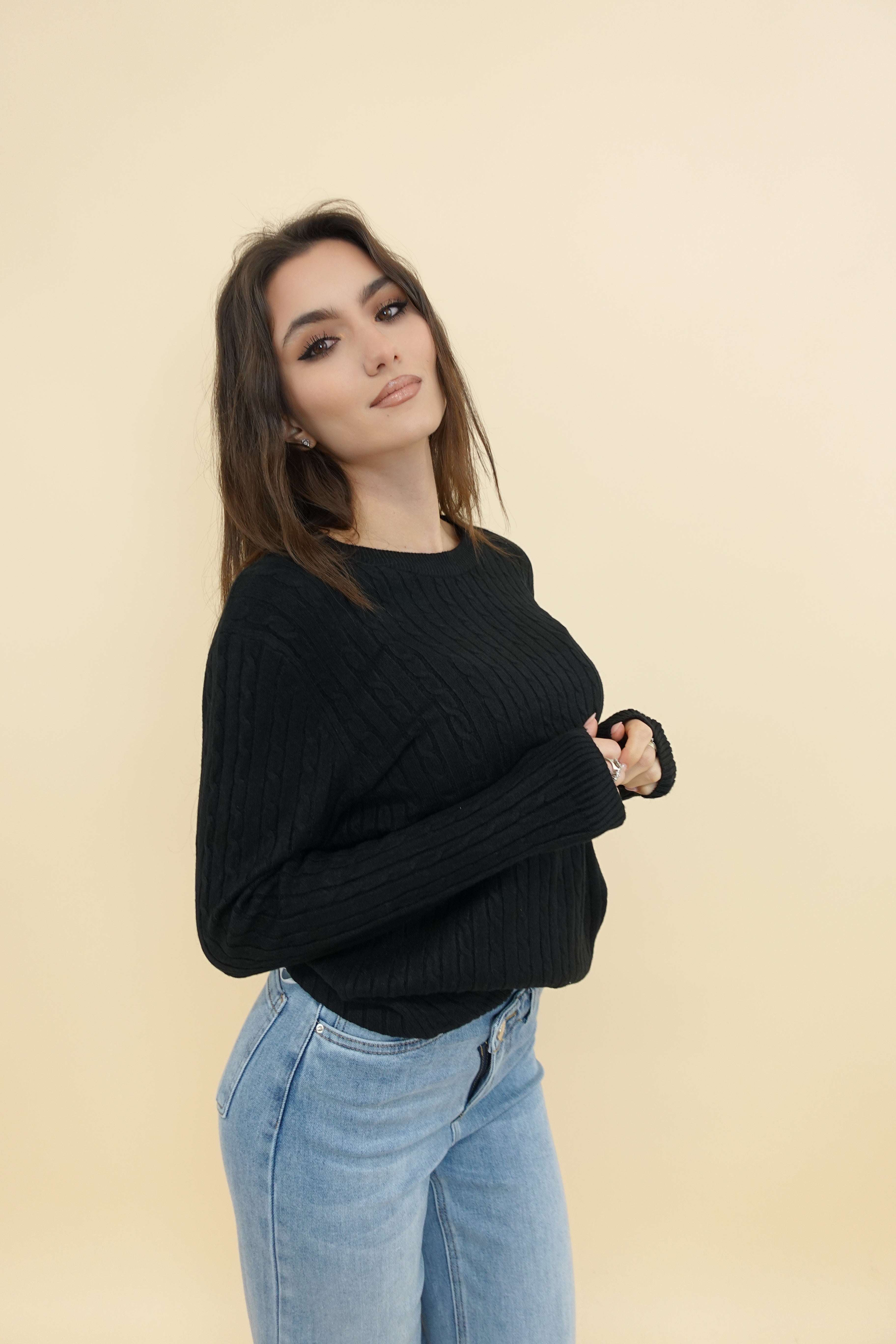 Maglioncino Treccina New Nero