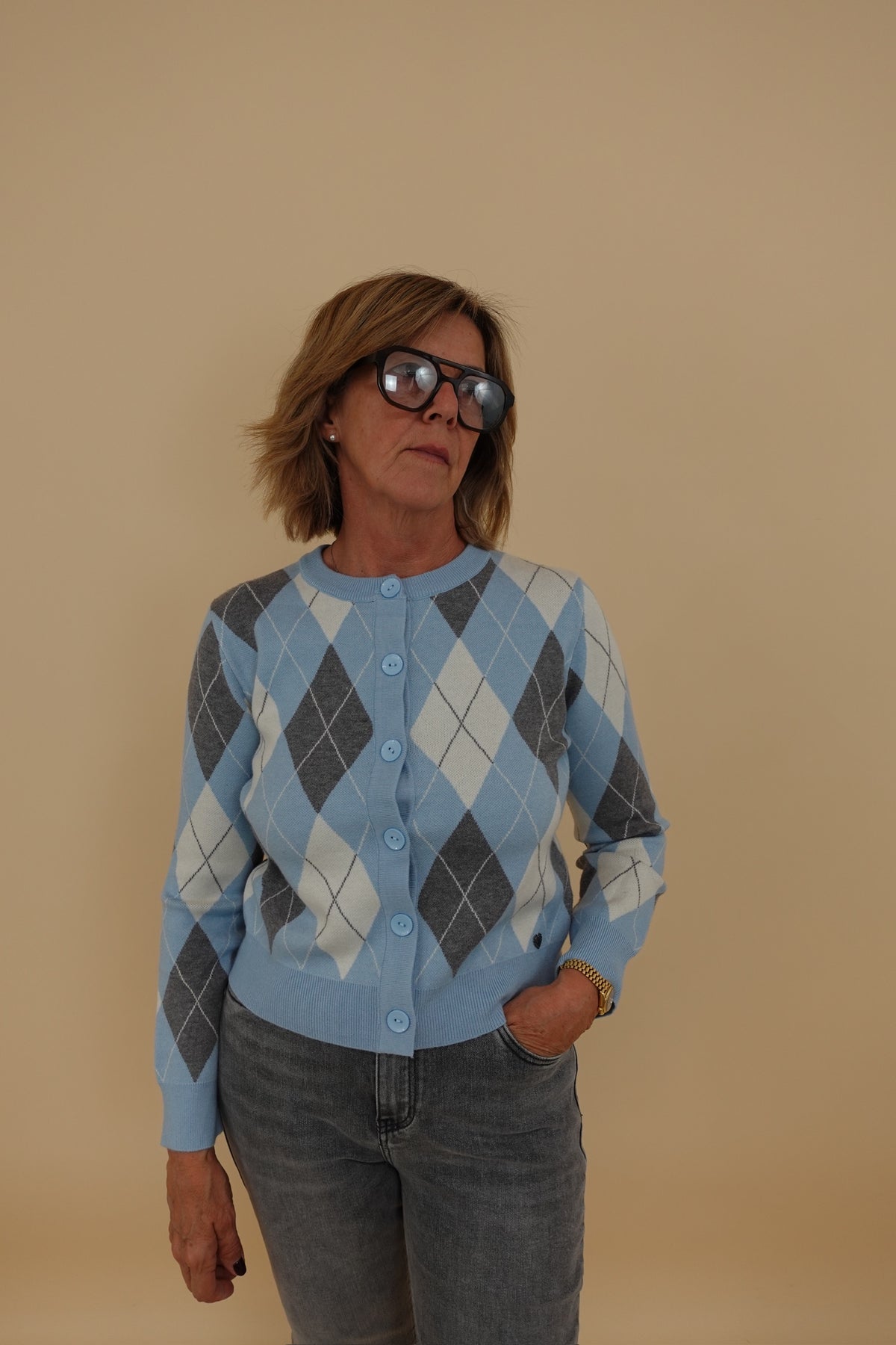 Cardigan Rombi Azzurro