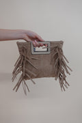 Borsa Frange Beige Scuro