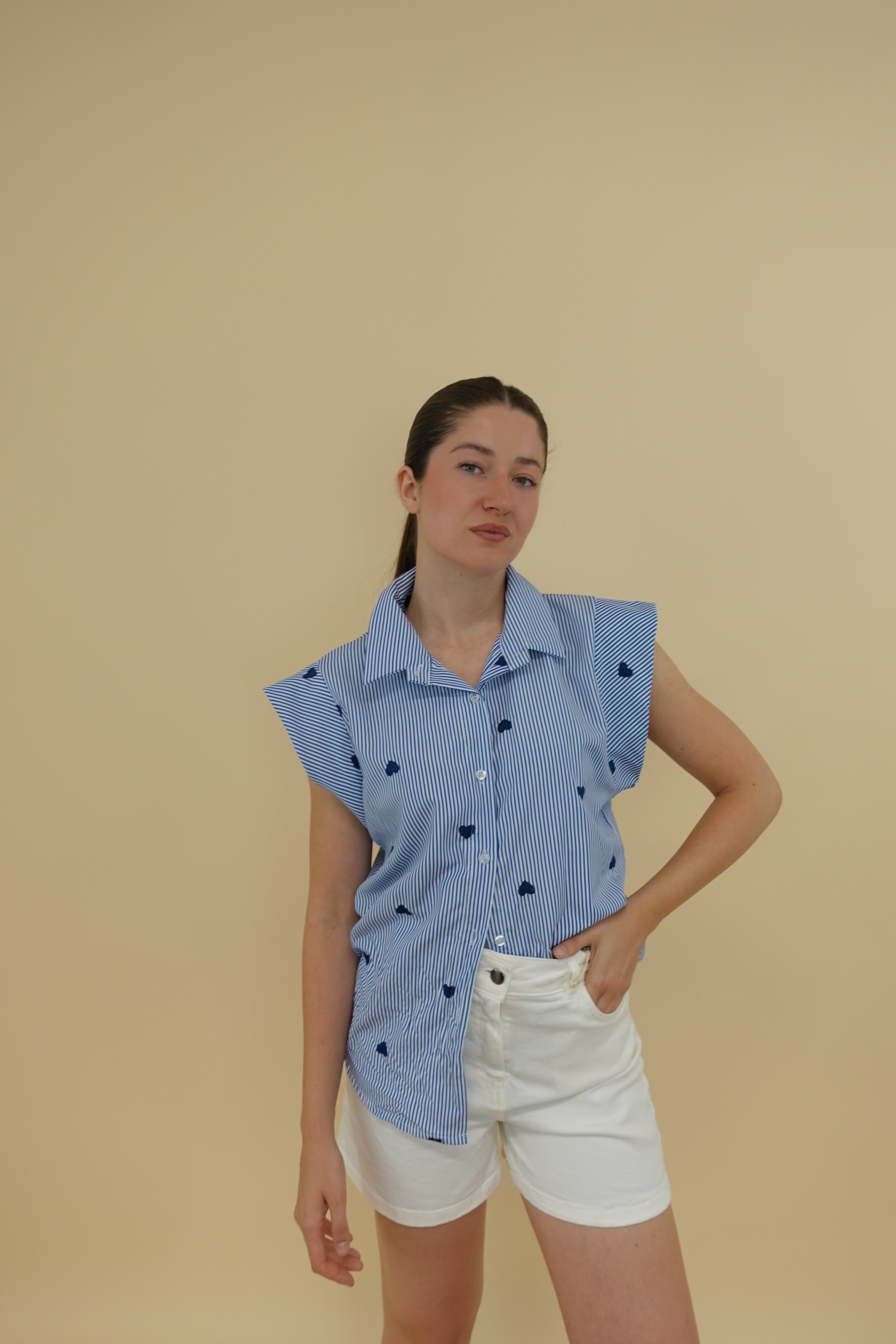 Camicia Heart Smanicata Azzurra