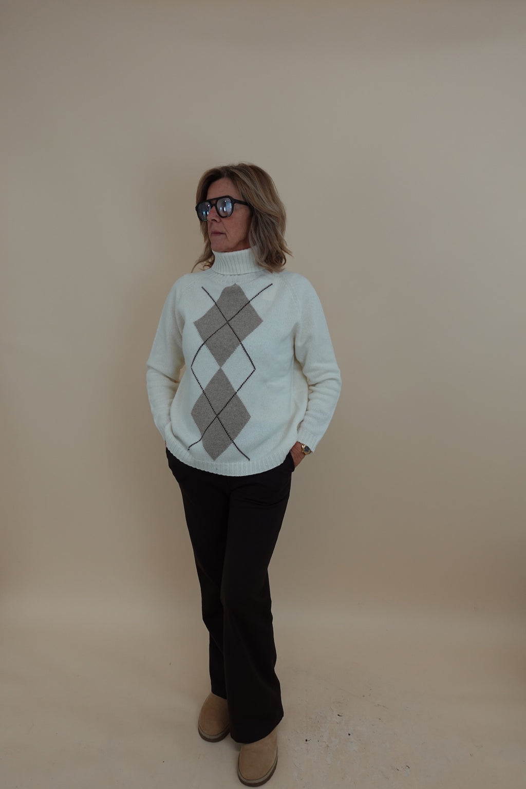 Maglione Rombi Bianco