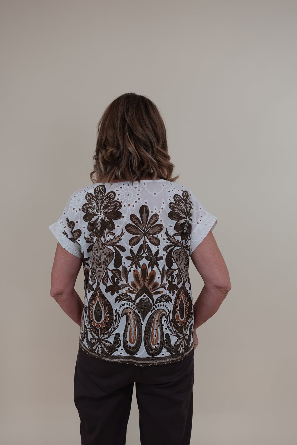 Camicia Flower Sangallo Marrone