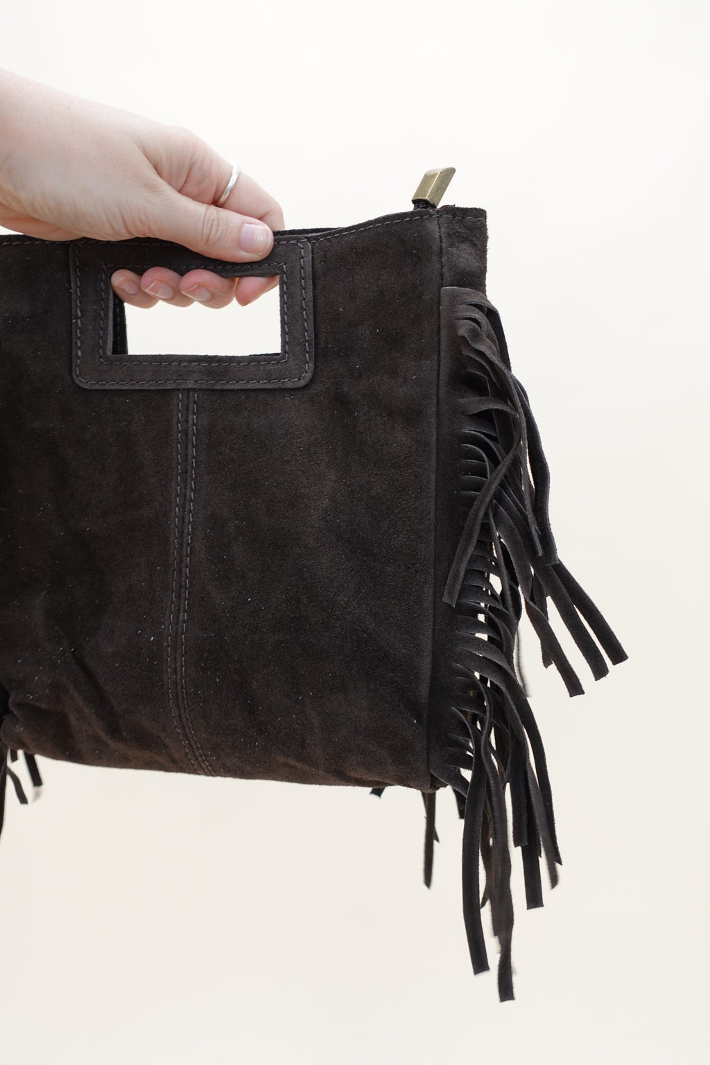 Borsa Frange Pelle Marrone