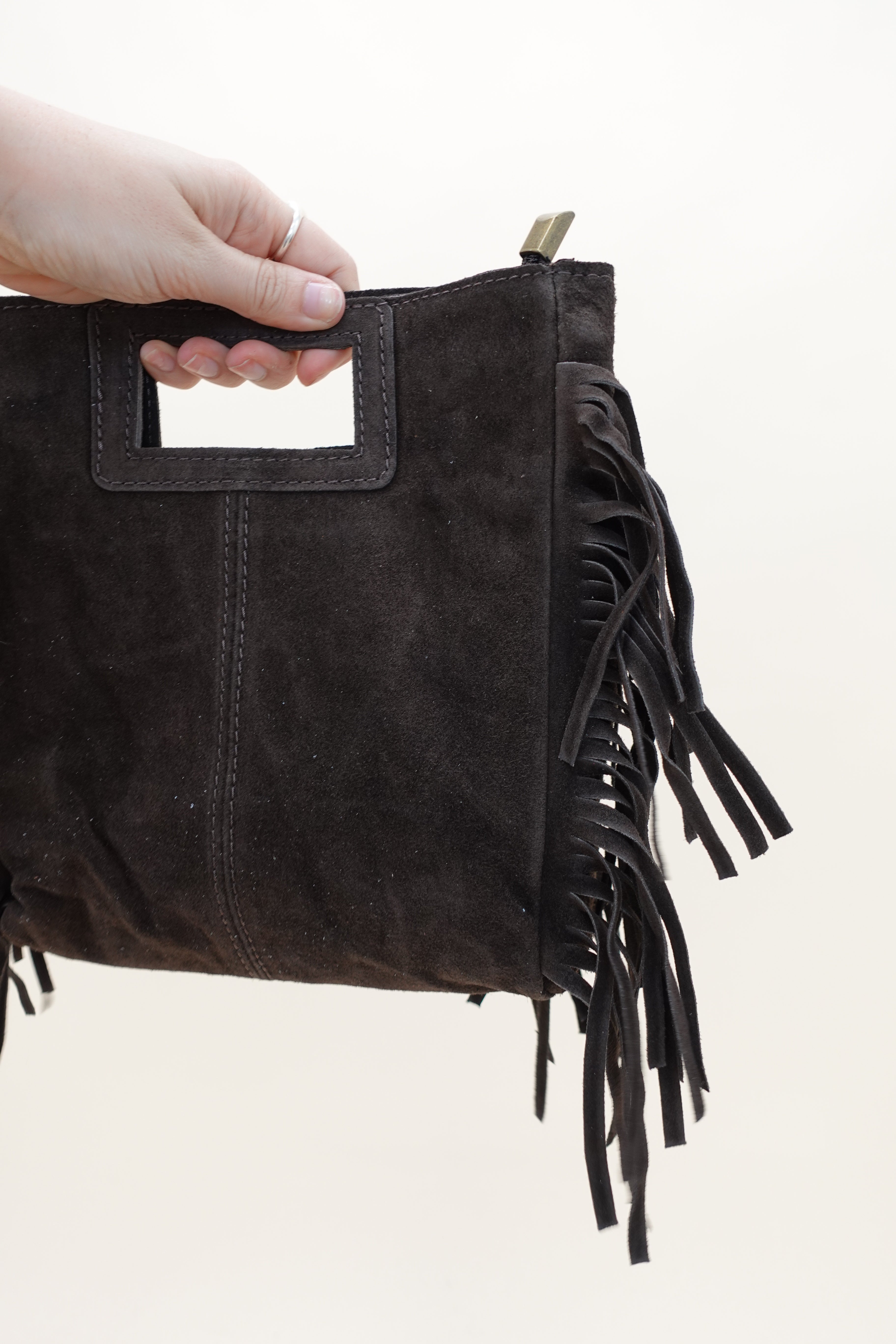 Borsa Frange Pelle Marrone