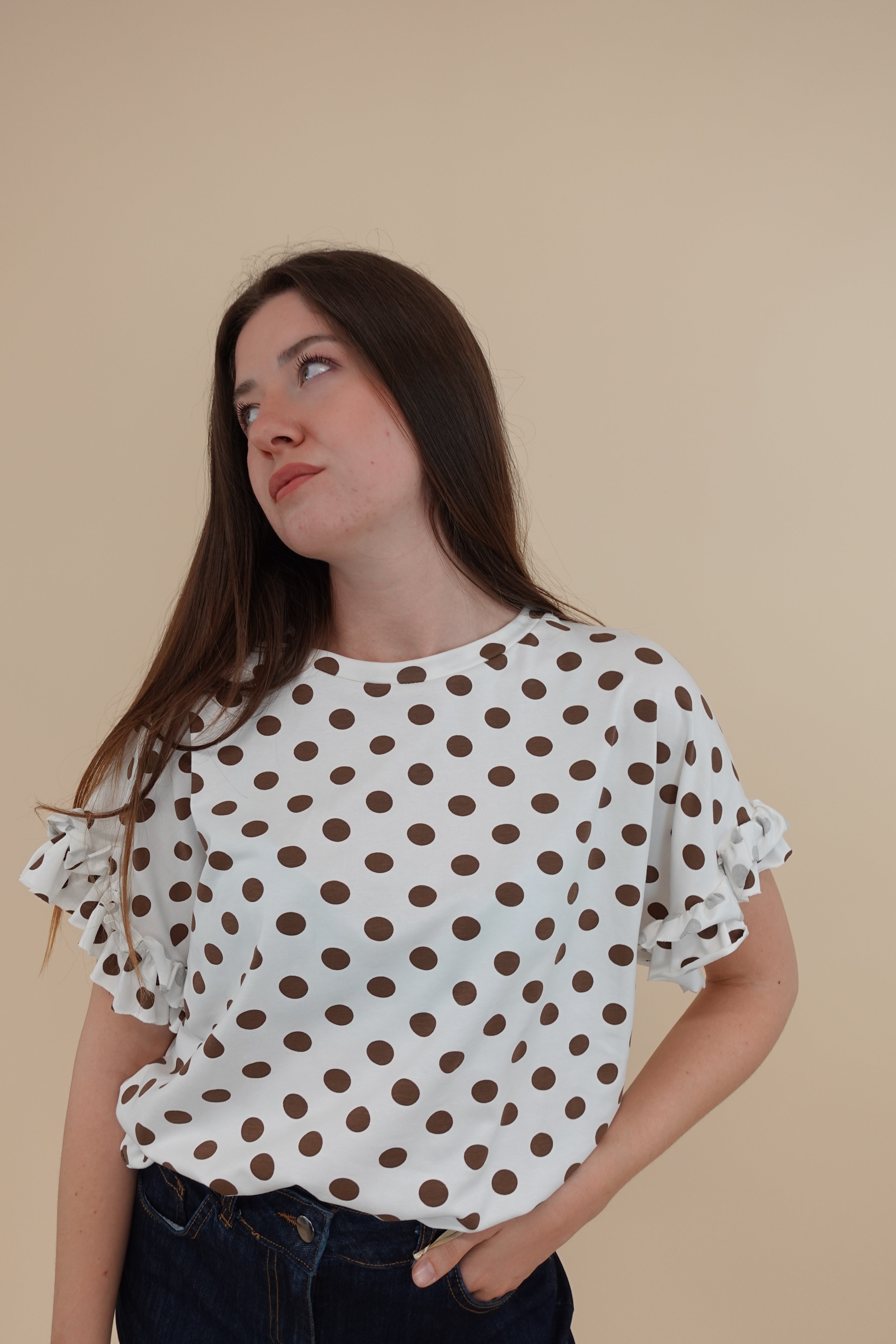T-shirt Pois Marroni