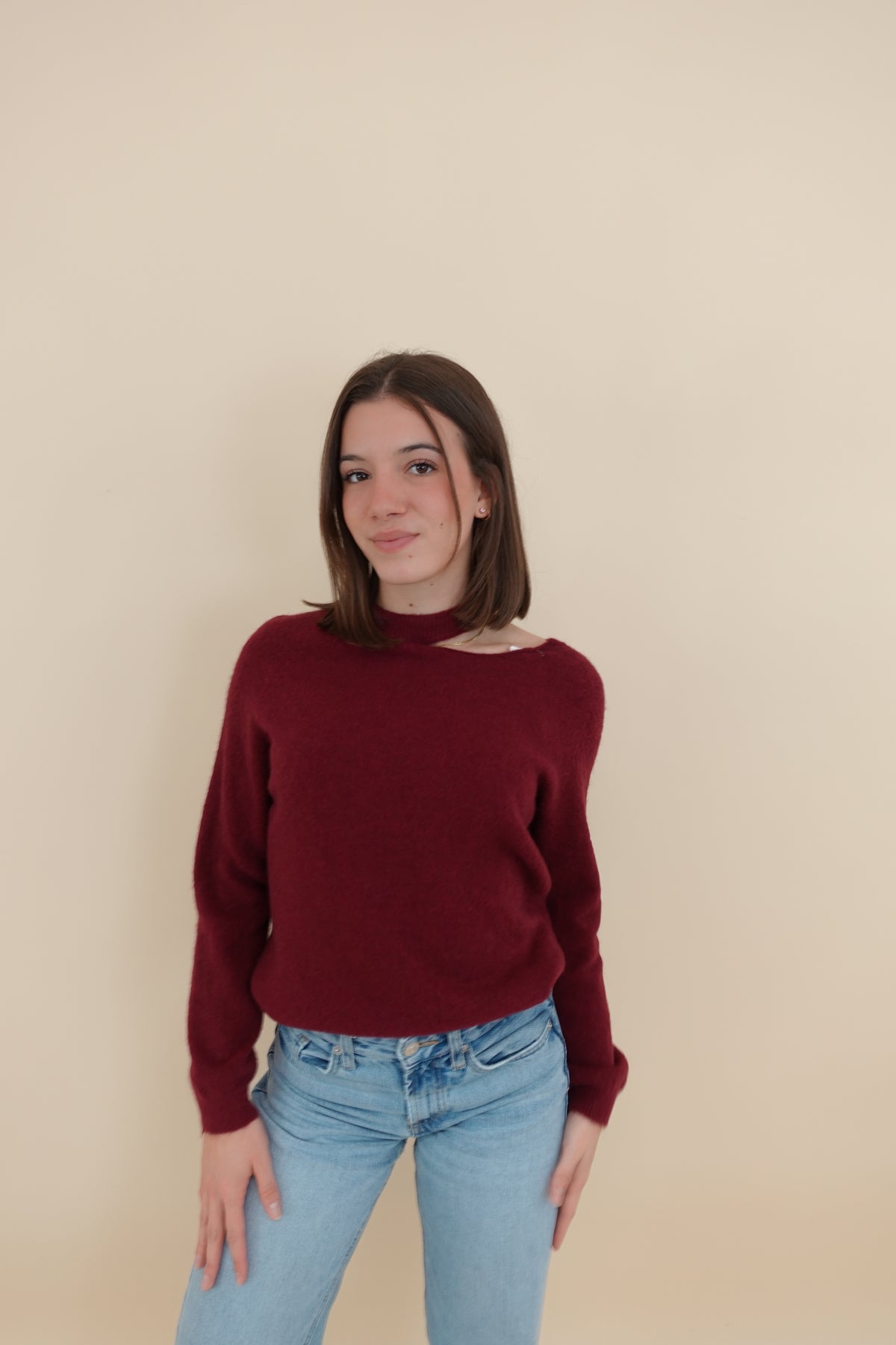 Maglione Cut Bordeaux Small